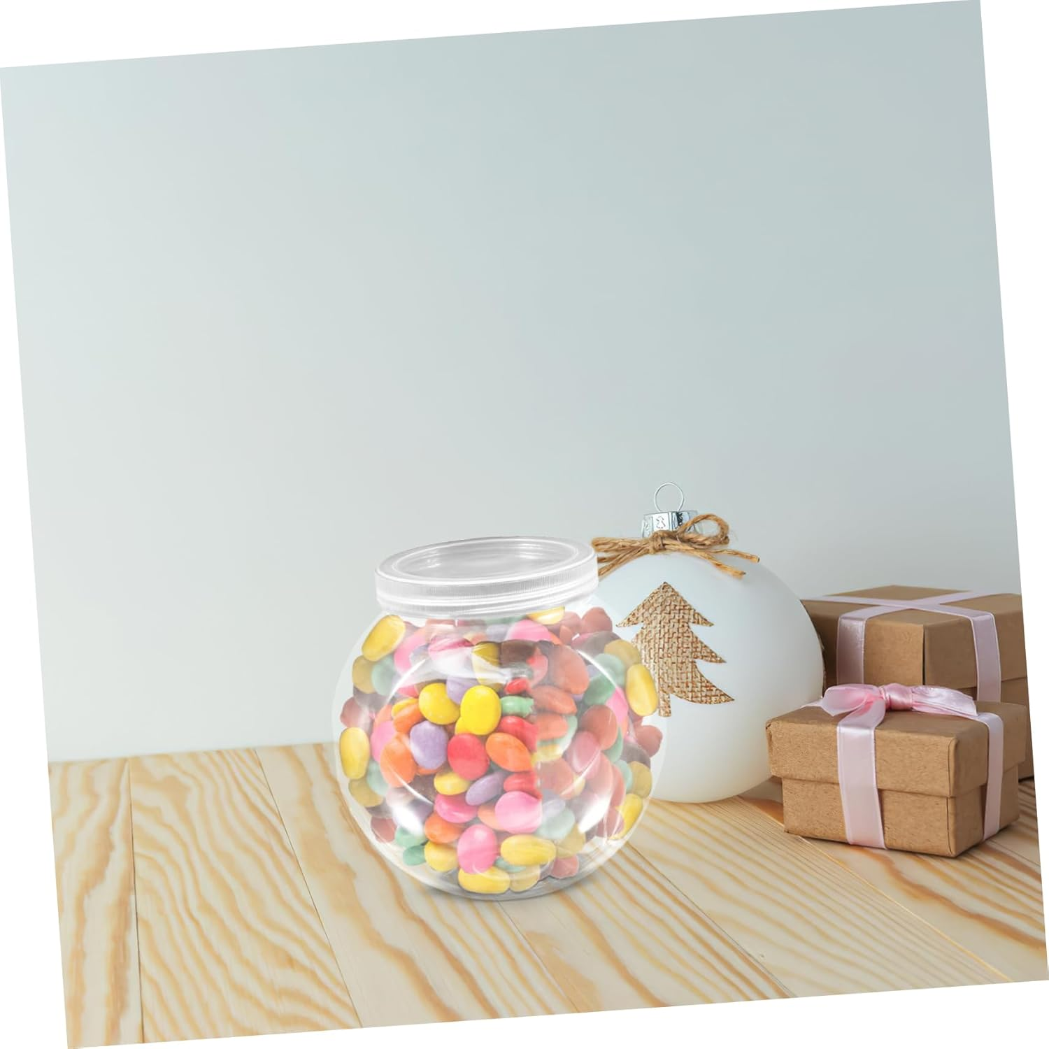 UTHCLO 3Pcs Clear Candy Jars Lids Multi-Functional round Cookie Containers for Snacks Sweets Storage Stylish Transparent Design for Home Office Parties Capacity image number 2