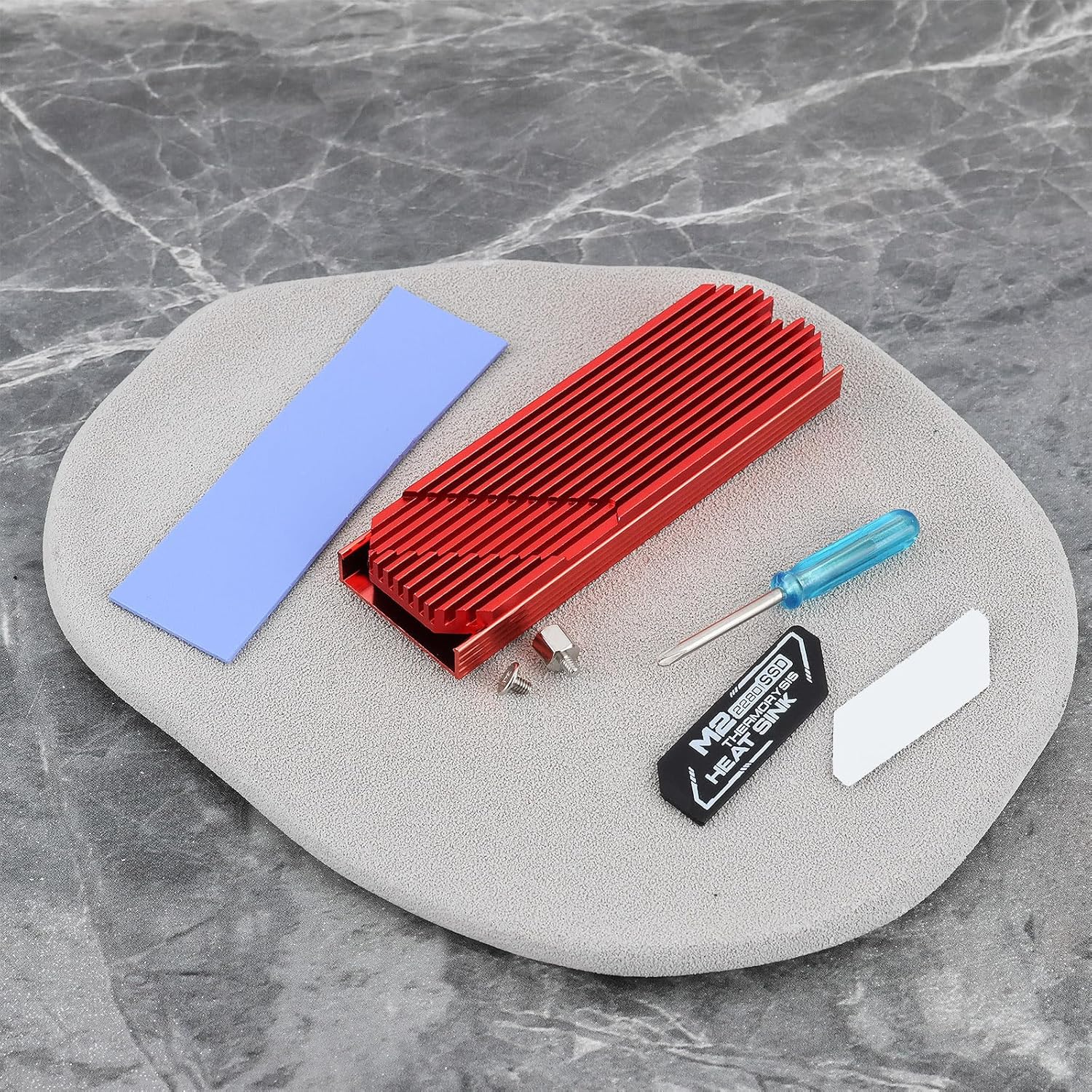 YINETTECH M.2 2280 SSD NVME Heat Sink Cooler Kit Single Double Side Heatsink Aluminum Red image number 3