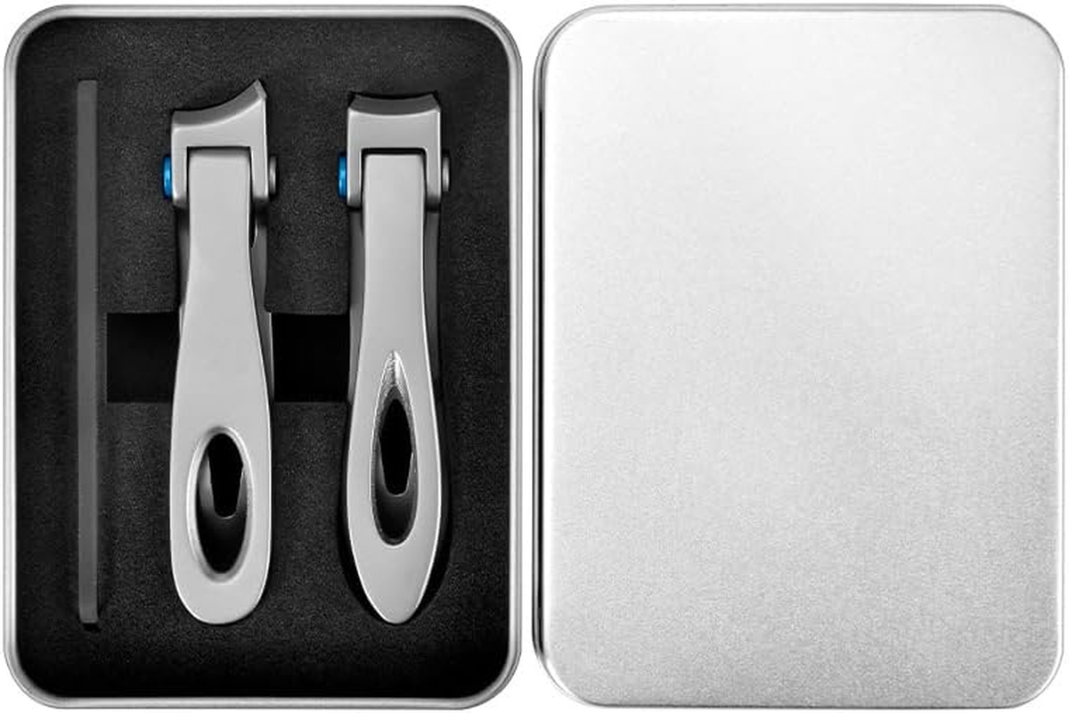 JZS Oversized Thick Nail Clippers for Thick Toenails or Tough Fingernails, Stainless Steel Toenail & Fingernail Cutter Trimmer, Set of 3, Black