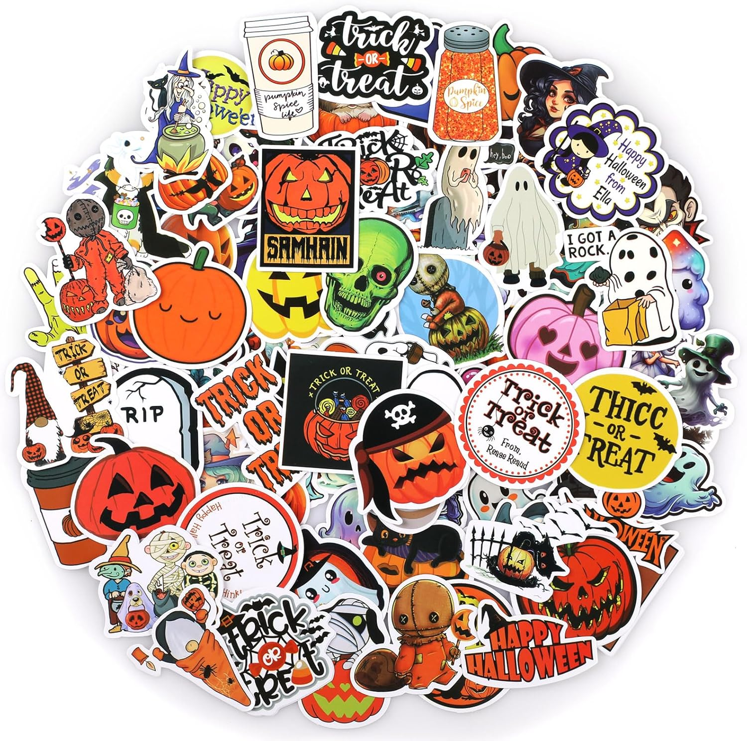Bighan 100 Pcs Halloween Stickers Pumpkin Stickers for Kids and Adults, Halloween Horror Vinyl Stickers for Water Bottle Phone Laptop Stickers Halloween Party Decorations image number 2