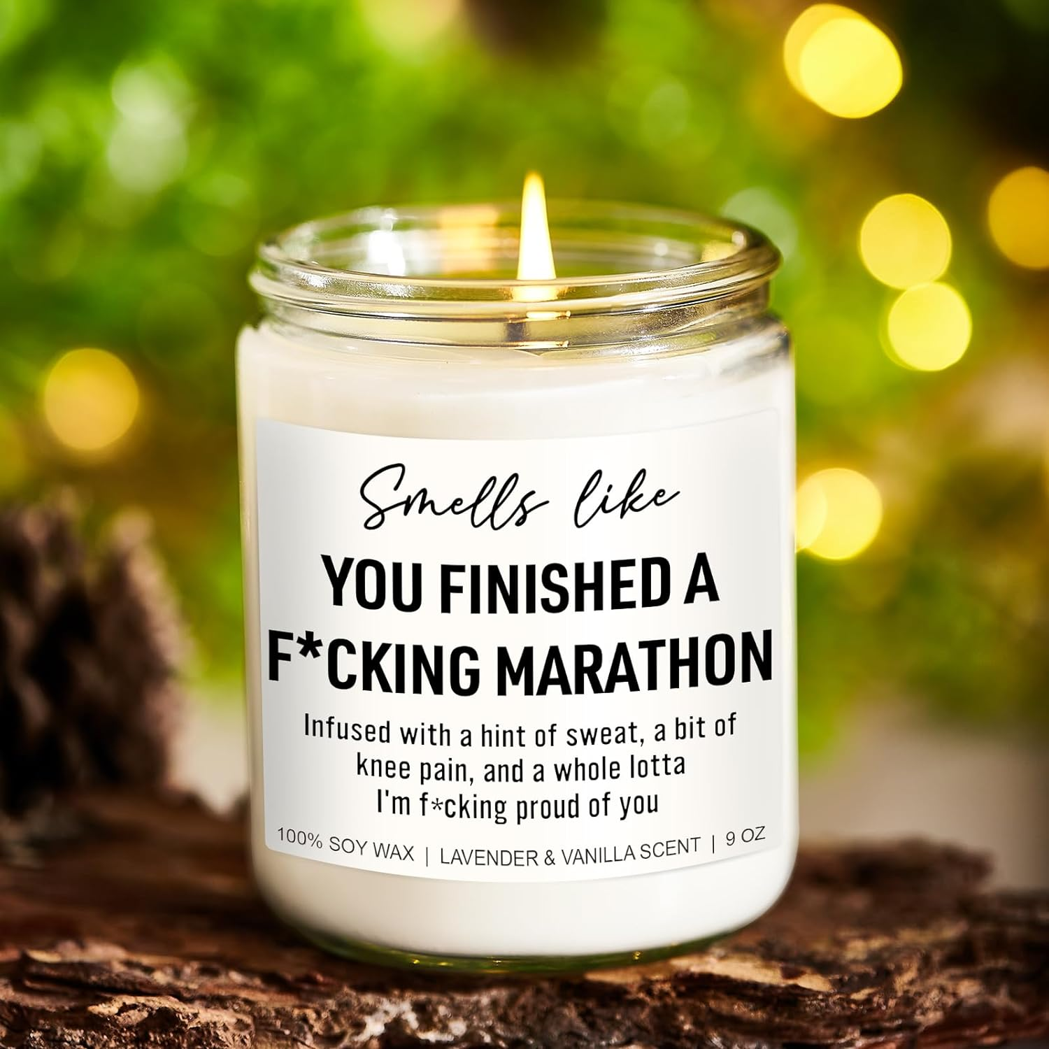 Funny Scented Candle, Gifts for Runners Female, Male, Half Marathon Essentials - Christmas, Marathon Runner Gifts for Women, Men - Running Presents - 9 Oz - Black image number 2