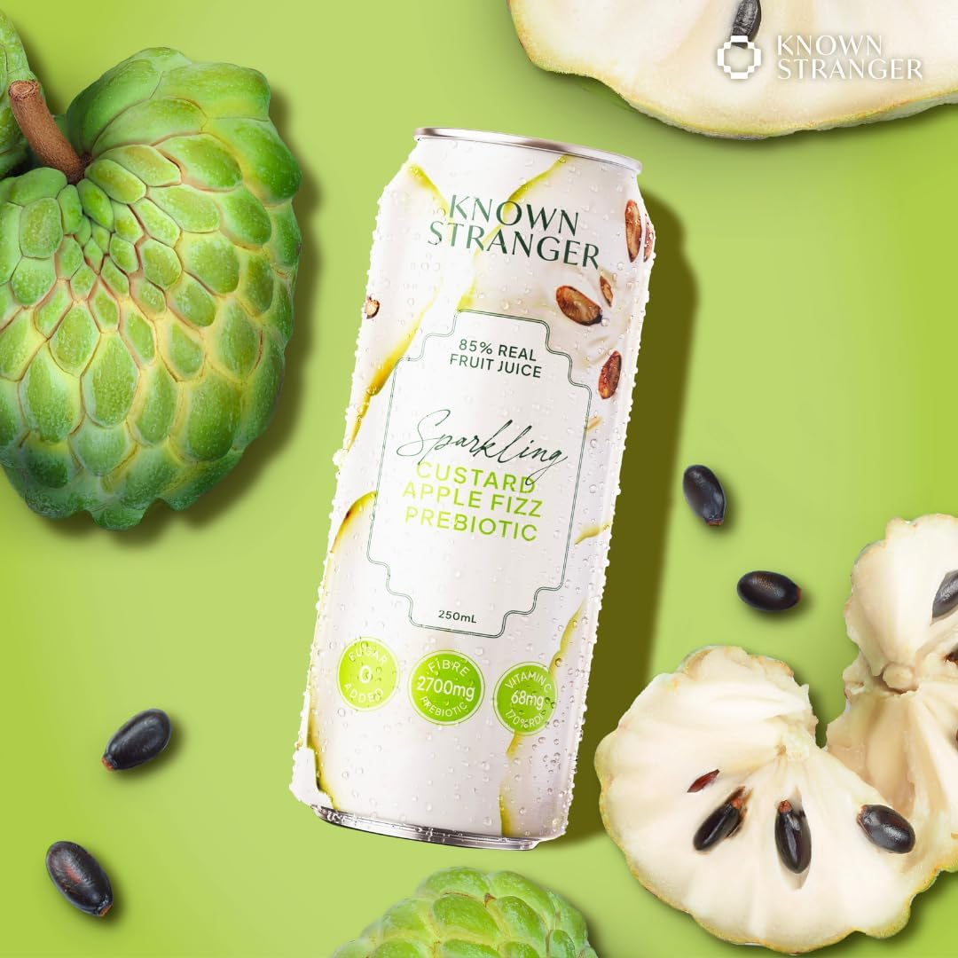 Known Stranger Prebiotic Sparkling Juice | Mixed Pack | 24 X 250Ml Can. 6 Flavours X 4 Cans Each, Guava Squeeze, Passionfruit Bliss, Mango Moment, Watermelon Rush, Custard Apple Fizz, Citrus & Honey image number 5