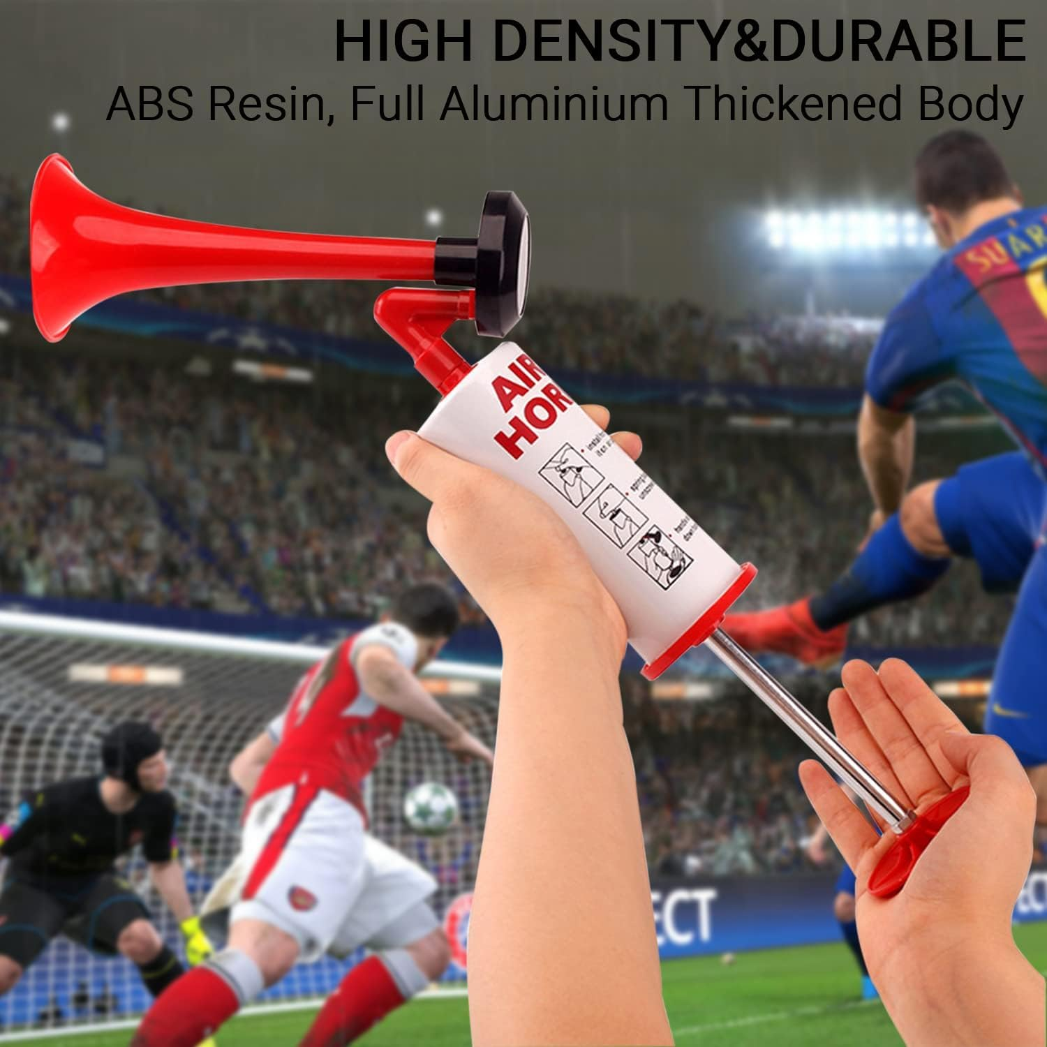 Portable Air Horn Pump Air Horn for Bear Dog Aluminum, ABS Loud Sound Hand Held Signal Horn Reusable Signal Safety Alarm Horn for Boating, Sports Events, Birthday Parties. image number 4