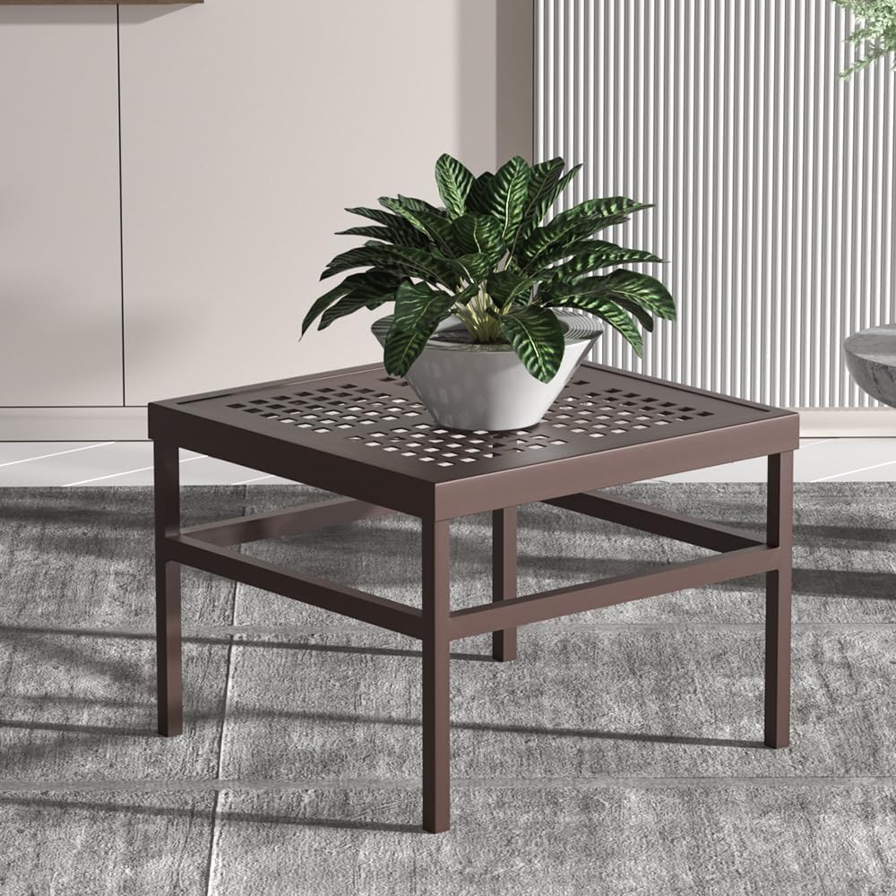 Plant Stand Indoor Outdoor, Heavy Duty Metal Plant Pot Stand Shelf,Rust Proof Aluminum Plant Holder Rack for Patio, Garden, Living Room,Brown image number 5