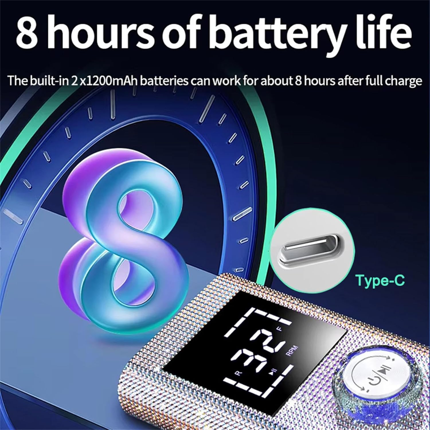 Bouzaak 45000RPM Electric Nail Drill - Diamond Shiny Nail File Kit with Back Clip & Base for Acrylic Gel Nail Manicure Pedicure image number 1