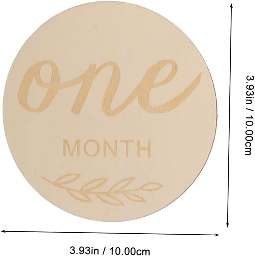 DOITOOL 12Pcs Wooden Monthly Milestone Cards Double Sided Photo Props Natural Wood Grain Decorative Announcement for Newborn Growth and Party Favors image number 3