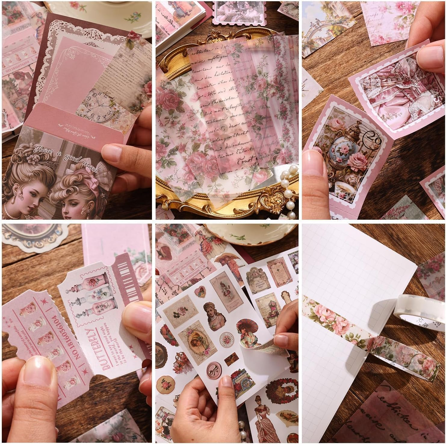 Scrapbooking Supplies Kit, Aesthetic Classical Literature Art Scrapbook Kit for Women Journal, Stationery, A6 Grid Notebook, DIY Journaling Supplies, Birthday Craft Gift image number 5