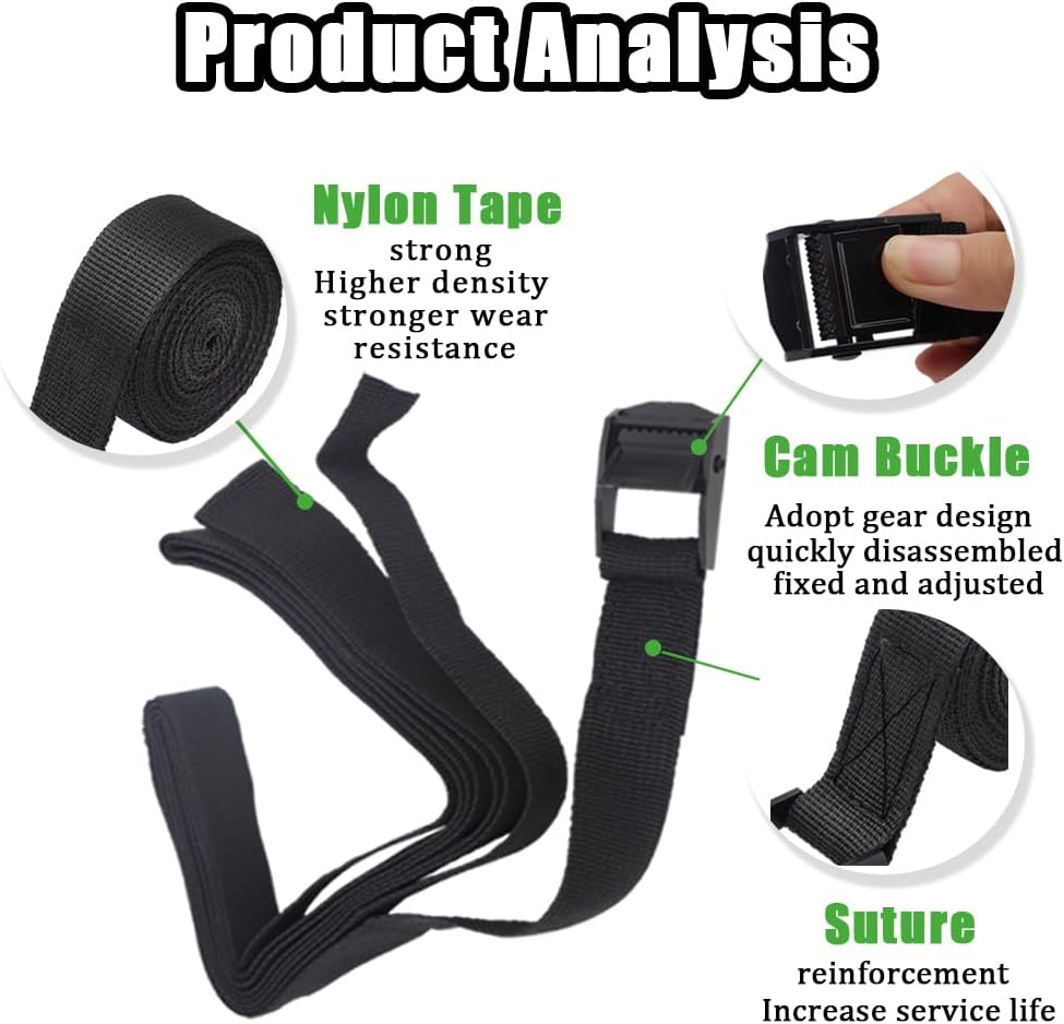 2 Sets 1"X78"(6.5 Ft) Battery Tie down Strap Kit with Stainless Steel Cam Buckle, Stainless Steel Bracket and SS Screws for Boats, Luggage Belt, Cars image number 4