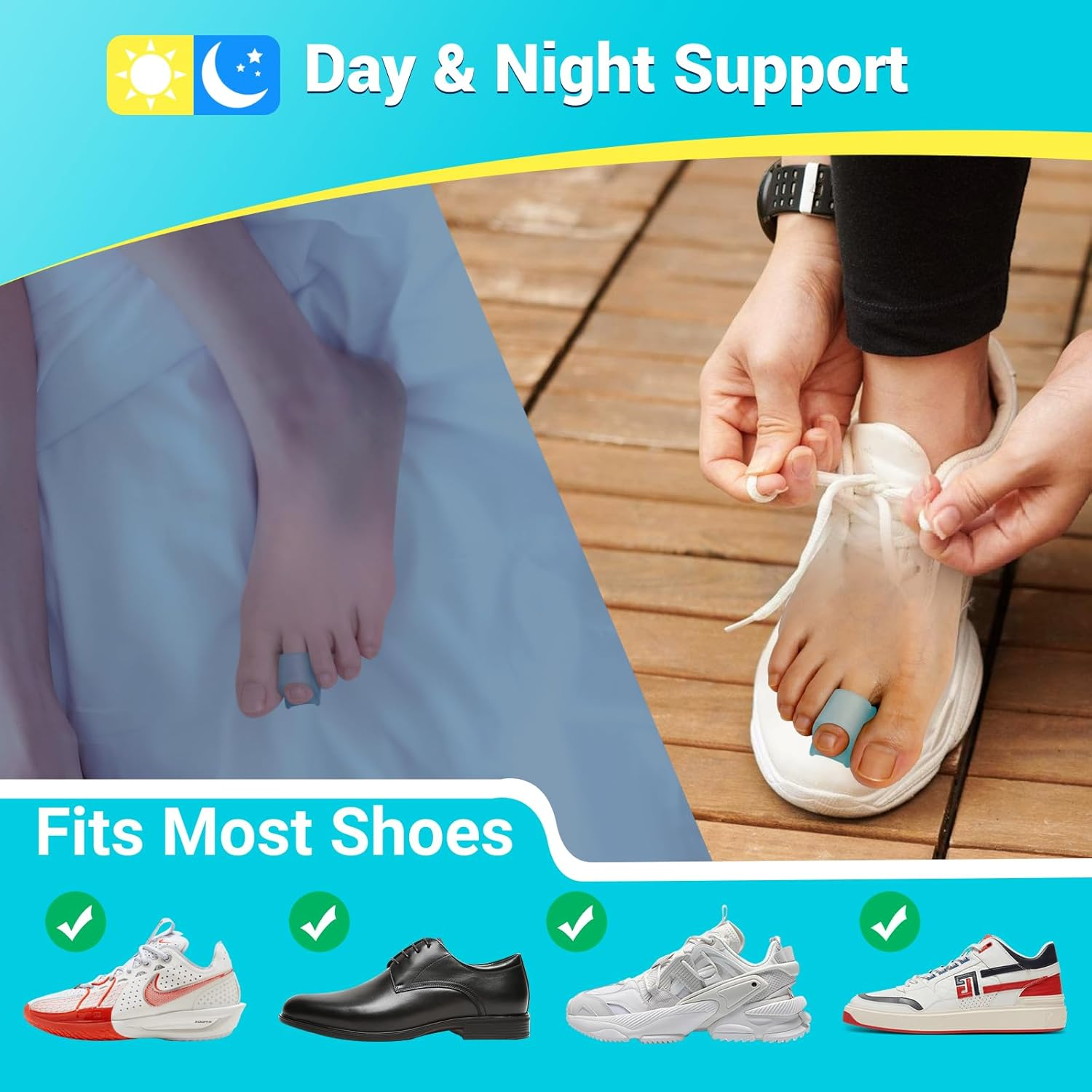 Hammer Toe Straightener Corrector for Women & Men - 6Pcs(Blue) - Hammer Toe Straightener, Gel Toe Splints - Realign Bent, Curled, Crooked, Claw, Hammer Toes - 3 Different Sizes (S/M/L) image number 3