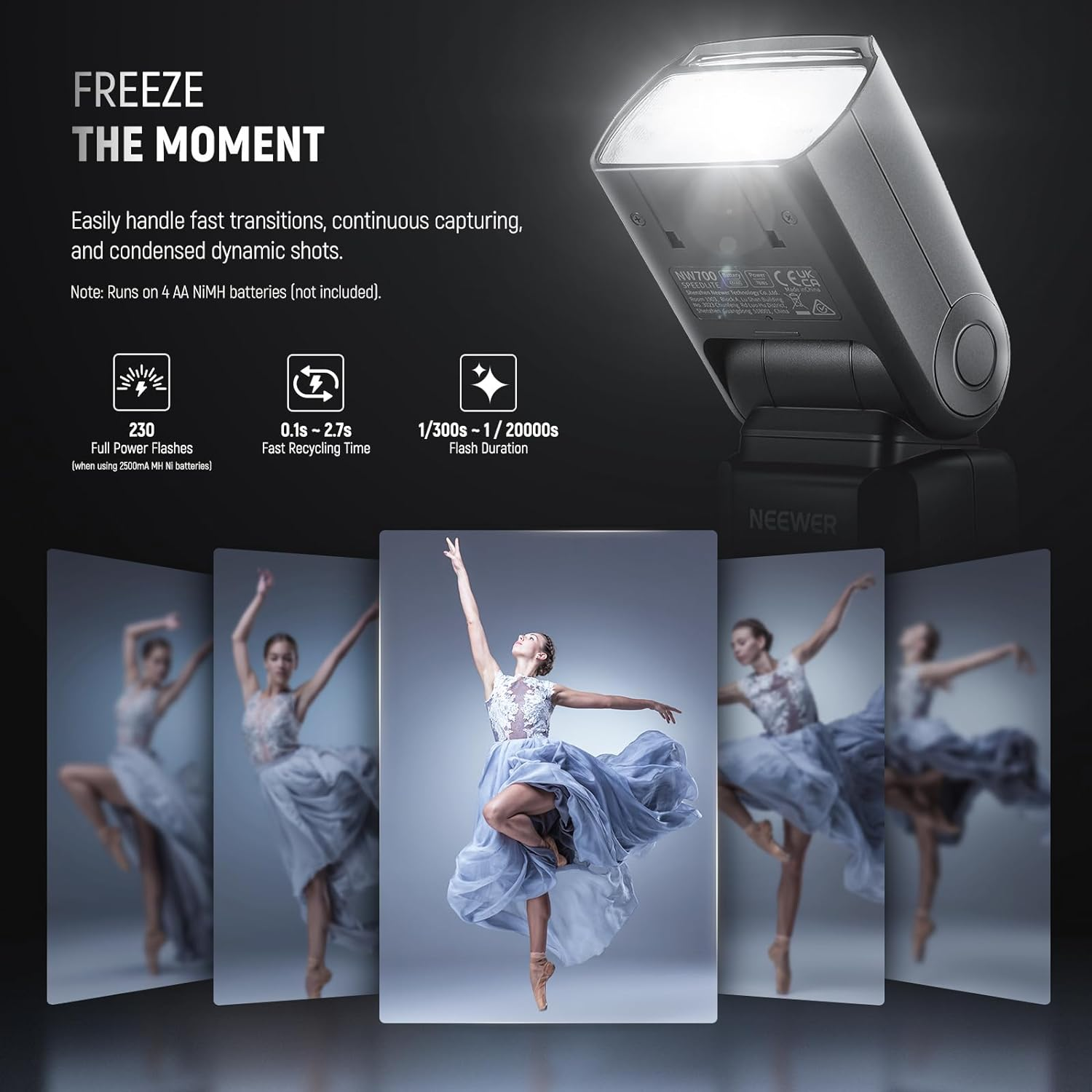 NEEWER NW700-C TTL Flash Speedlite Compatible with Canon DSLR Cameras,1/8000S High Speed Sync,1/1-1/256 Output,Tcm Function,230 Full Power Flash,0.1-2.7S Fast Recycling,Batteries Not Included image number 6