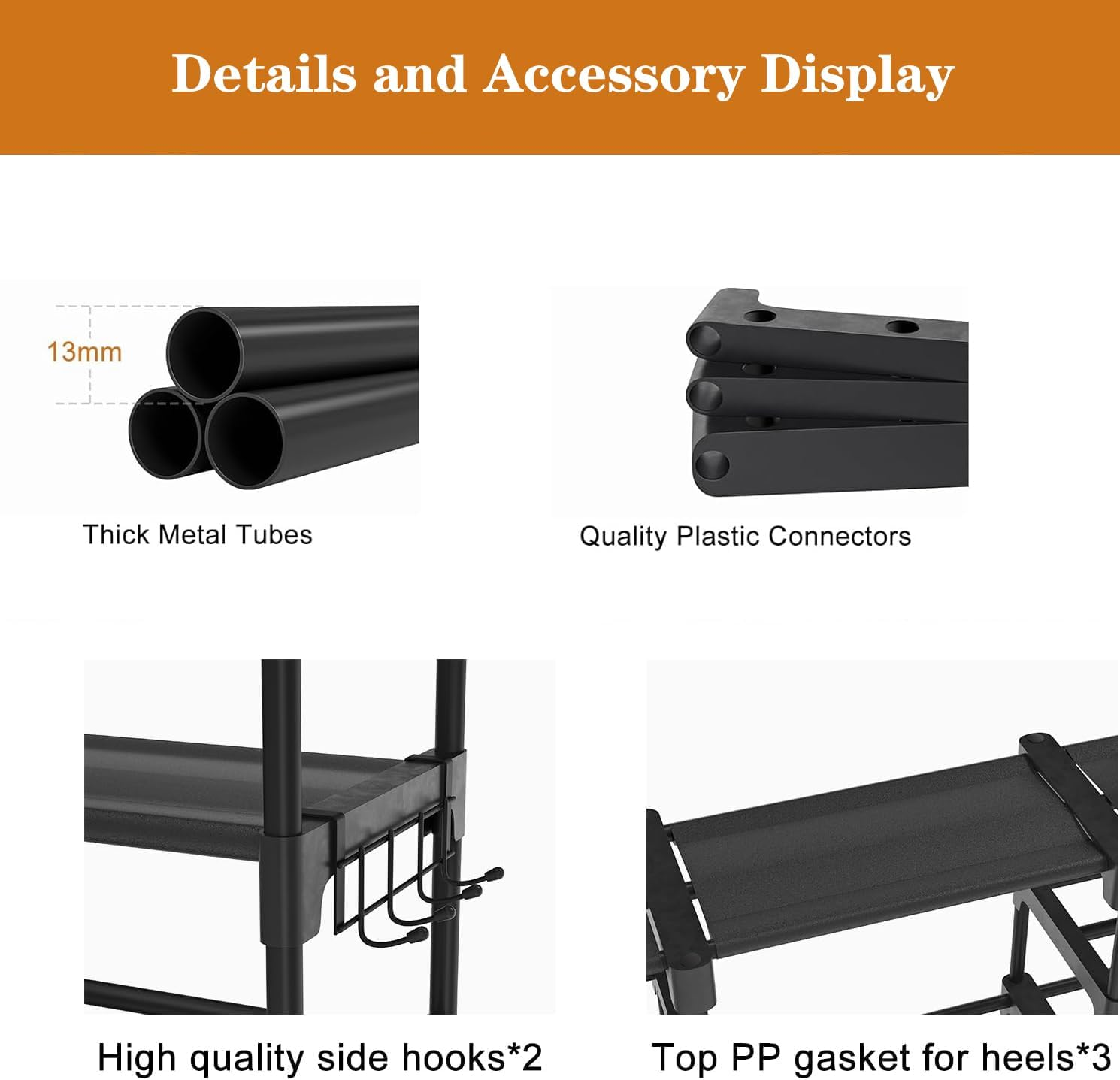 9 Tiers Shoe Rack Storage Organizer, Stackable Space Saving 52-55 Pairs Shoes Shelf Holder for Entryway Closet Bedroom Hallway Garage Door image number 1