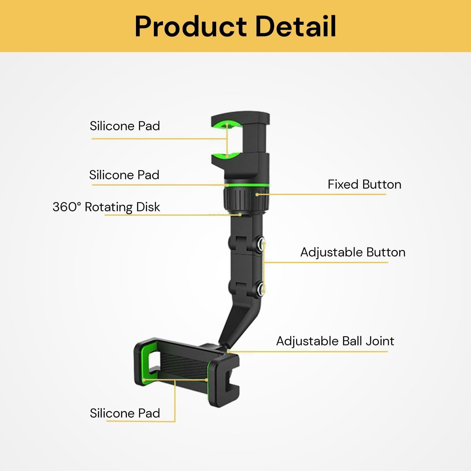 Spendeal Rear View Mirror Phone Holder, Rearview Mirror Phone Holder for Car, 360 Rotatable and Retractable Car Phone Holder Mount, Car Truck Essentials Accessories Compatible with All Cell Phones