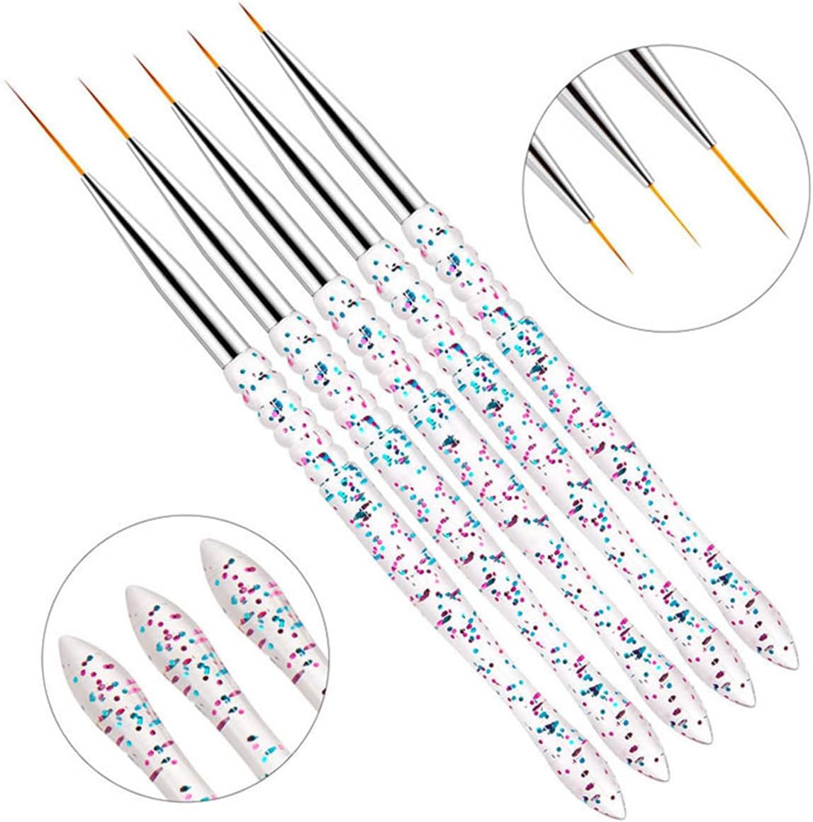 Nail Dotting Tools Kit - 10 Pcs, 5 Double-End Tools, 5 Nail Liner Brushes - C-10Pcs image number 6