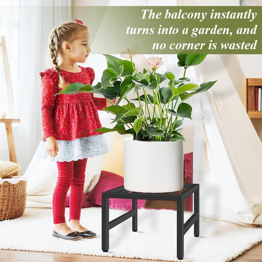 2 Pack Plant Stand,Metal Pedestal Stand,Flower Plant Stool,Iron Flower Stand Display Planter Shelf,For Indoor Plants,Home,Livingroom,Bedroom,Sturdy,Black image number 5