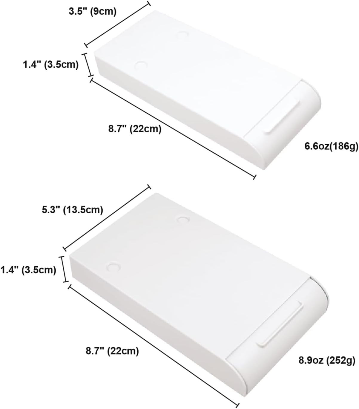 2Pcs under Desk Storage Drawers, under Desk Drawer Slide Out, Self- Adhesive Hidden Plastic Desk Organizers and Storage Trays for Office School Home (White, S+L) image number 3