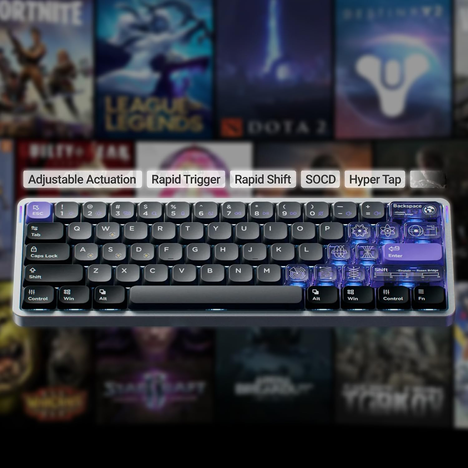 Nuphy Air60 HE Magnetic Switch Gaming Keyboard,61 Keys Wired Keyboard, 60% Compact,Actuation Point Adjustable, 8K Hz Polling Rate,Hall Effect Switches Low-Profile Keyboared (Magnetic Jade) image number 6