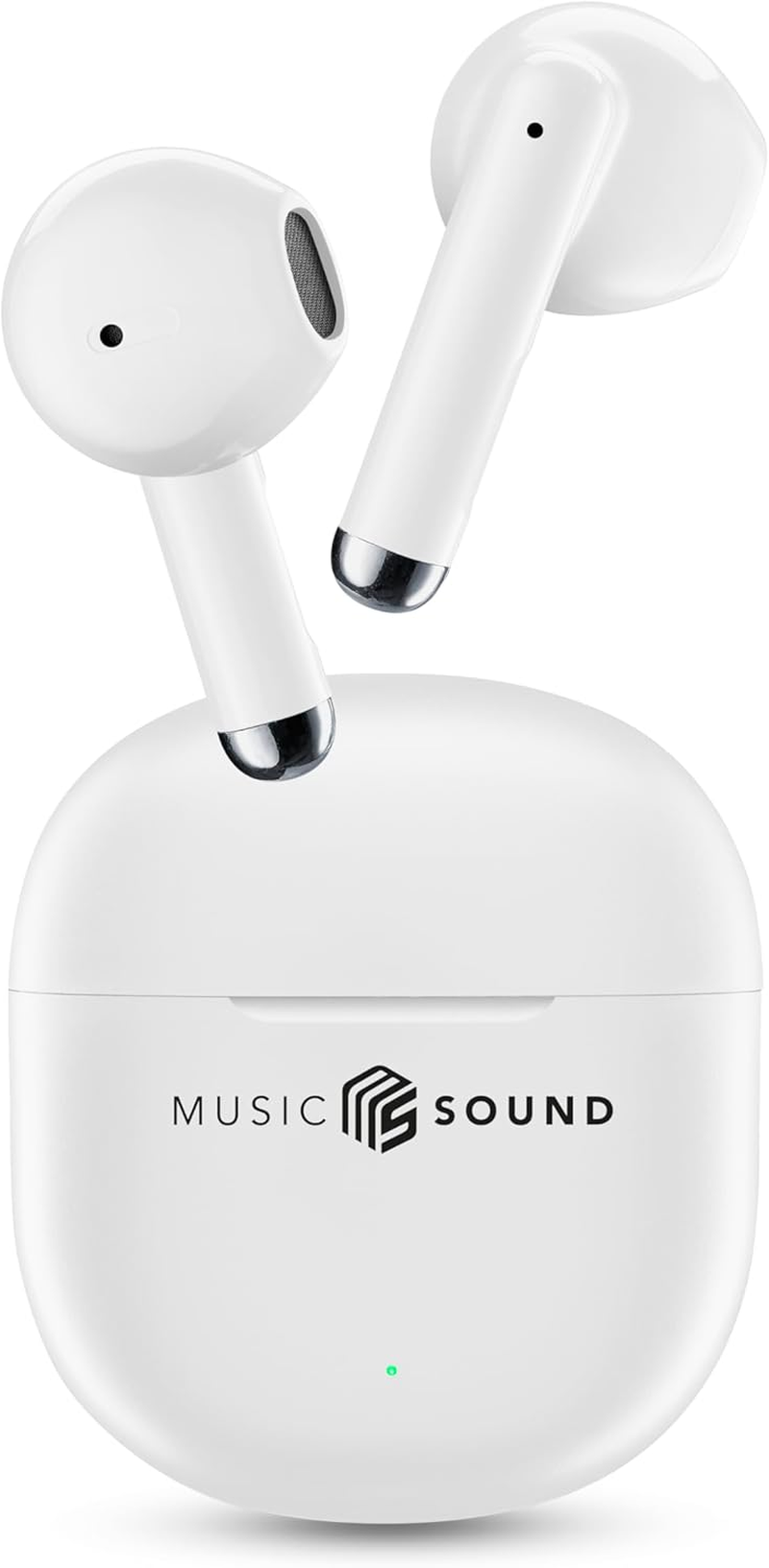 Music Sound - Breeze Wireless Bluetooth Earphones with Coloured Case and Touch Control, up to 20 Hours Playback Time, Automatic Pairing, Capsule Design, Compact and Portable