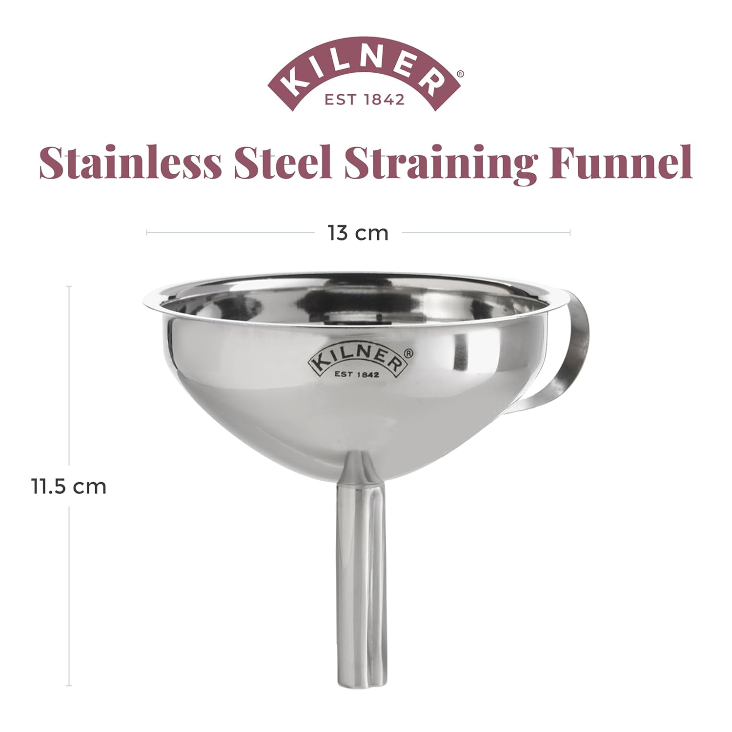 Kilner 25.411 Stainless Steel Straining Funnel Silver 01734 image number 3