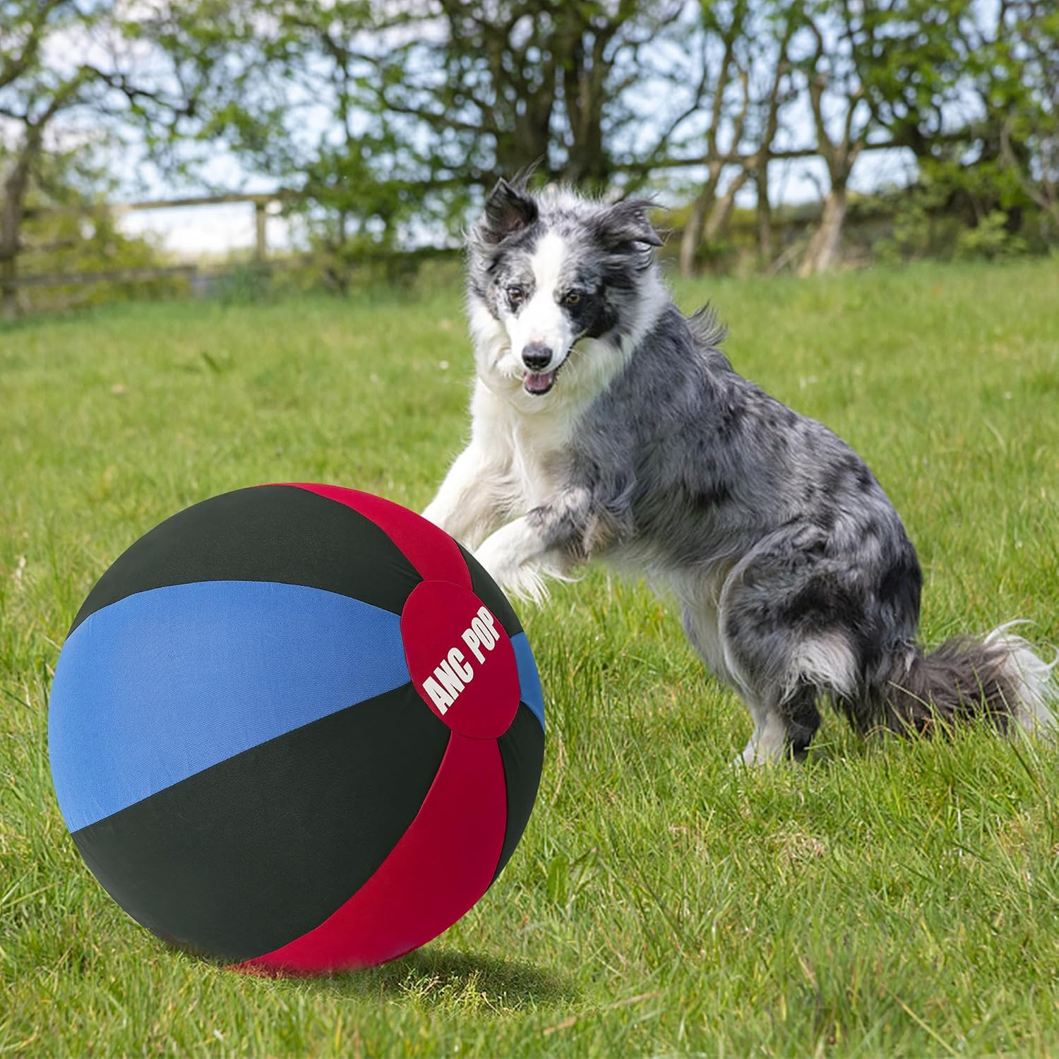 ANC POP Herding Ball for Dogs Horse Ball & Ball Cover 25" Ball for Horses Large with Hand Pump for Play Herding Ball Herding Ball Horse Toys for Horses Stall, Red and Blue and Black image number 6
