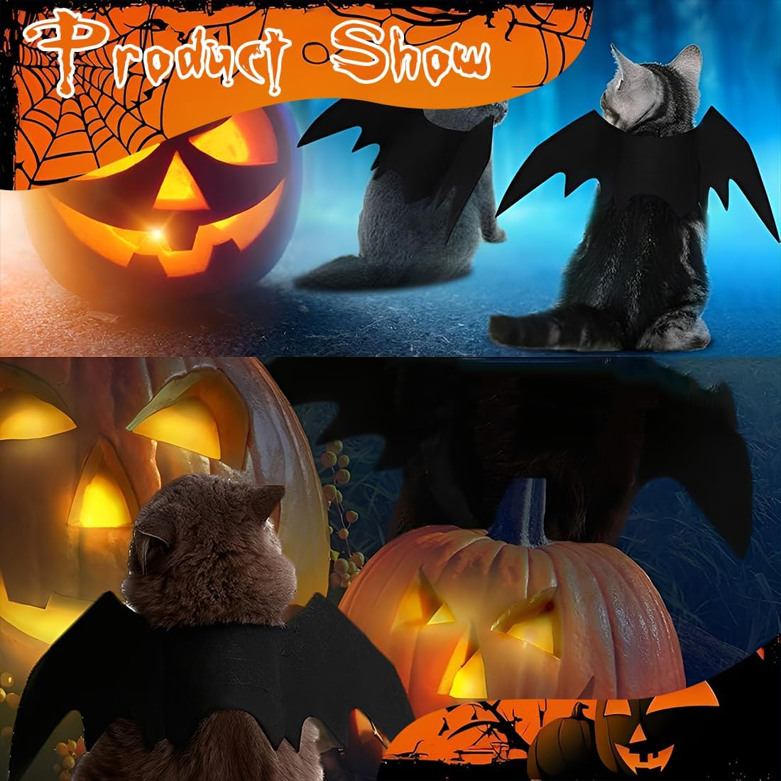 JYNVO Bat Wings Cat, Halloween Bat Costume for Cats and Dogs, Black Cat Bat Costume, Felt image number 5