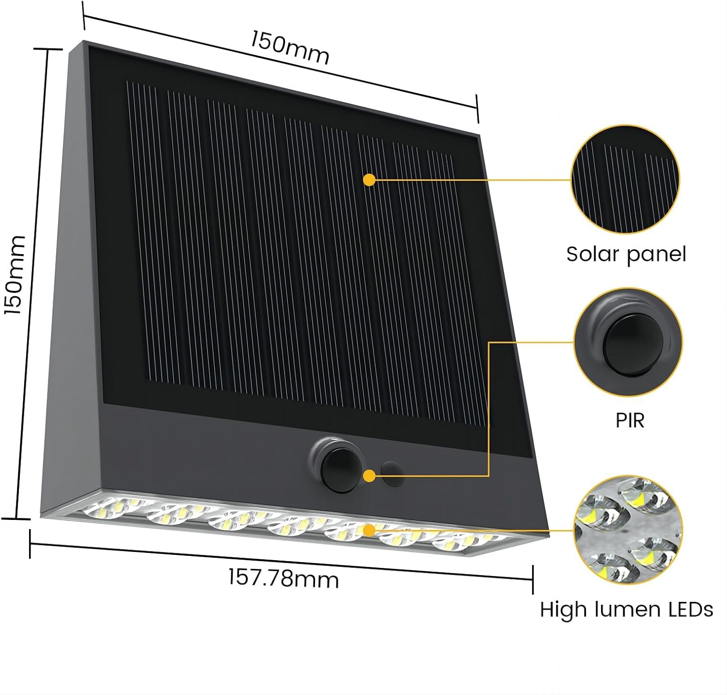 SOTTLOT Solar Outdoor Lights, 1000LM IP65 Waterproof Solar Flood Lights, 4000K Motion Sensor Solar Lights for Porch, Garden, Garage, Villa, Field, Barn, Fence, Rail, Porch, Backyard, Garden image number 6