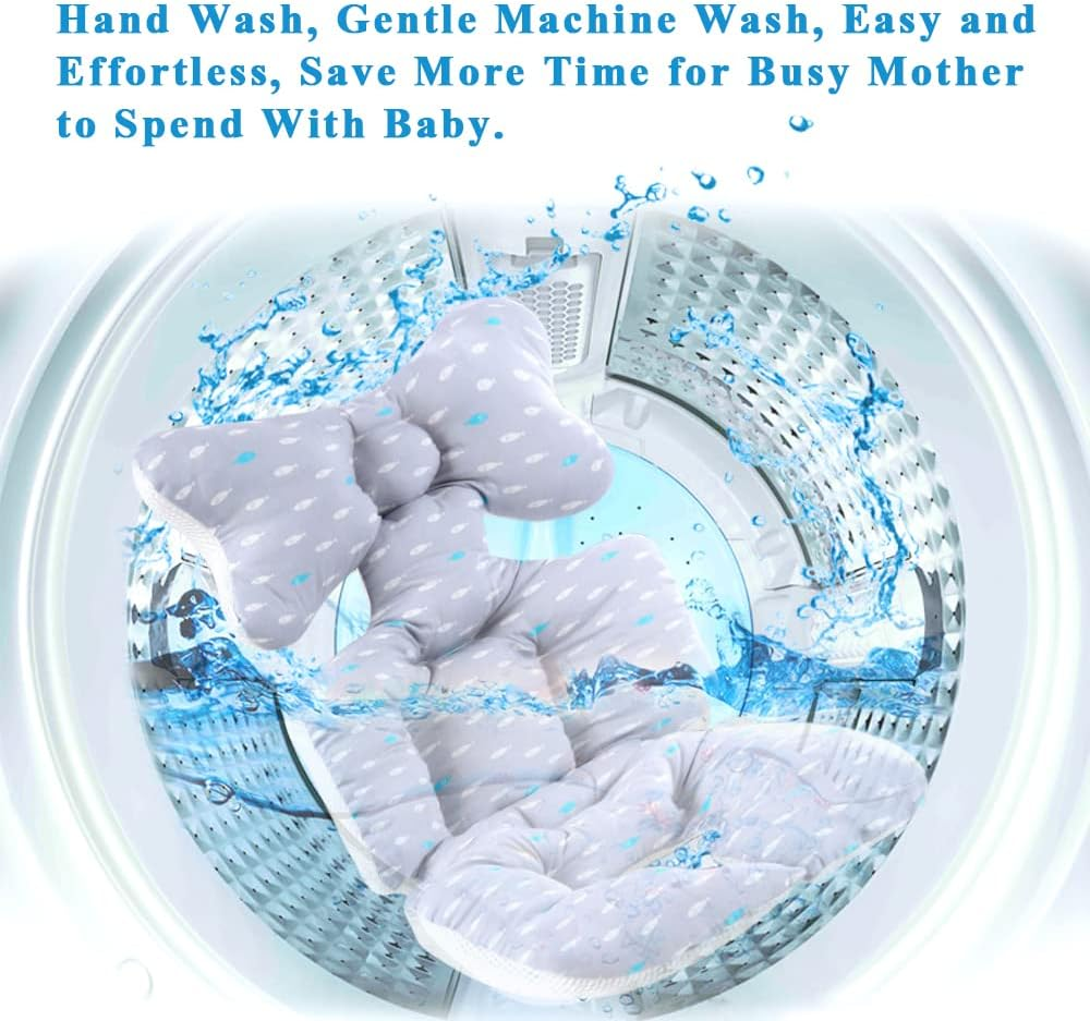 Baby Seat Pad Stroller Liner Universal 3D Air Mesh Breathable Car High Chair Cushion for Infant Soft Padding,Baby Carrier,Pram Non Slip Cushion for Baby Kid Toddler Infants (Grey Fish) image number 1