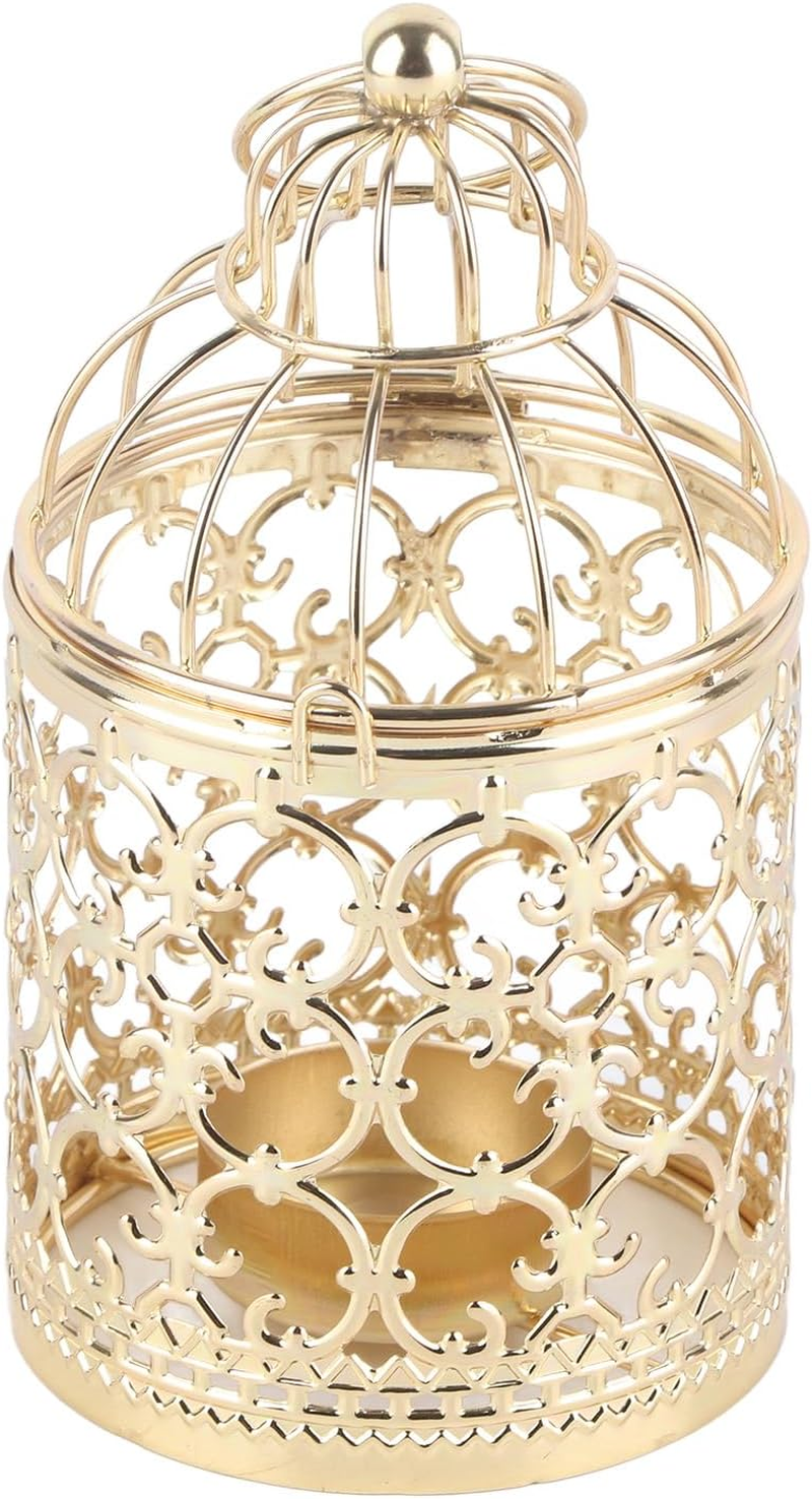 Candle Holder Vintage Iron Birdcage Lantern Candlestick for Home Events Weddings Decorations 14.8 X 7.8Cm (A Type Gold) image number 3