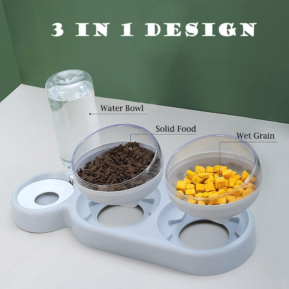 Raised Cat Bowls, 15&deg; Tilted Cat Puppy Food and Water Bowl Set with Automatic Water Dispenser Bottle Cat Dish for Cat Small Medium Dogs/61 image number 1