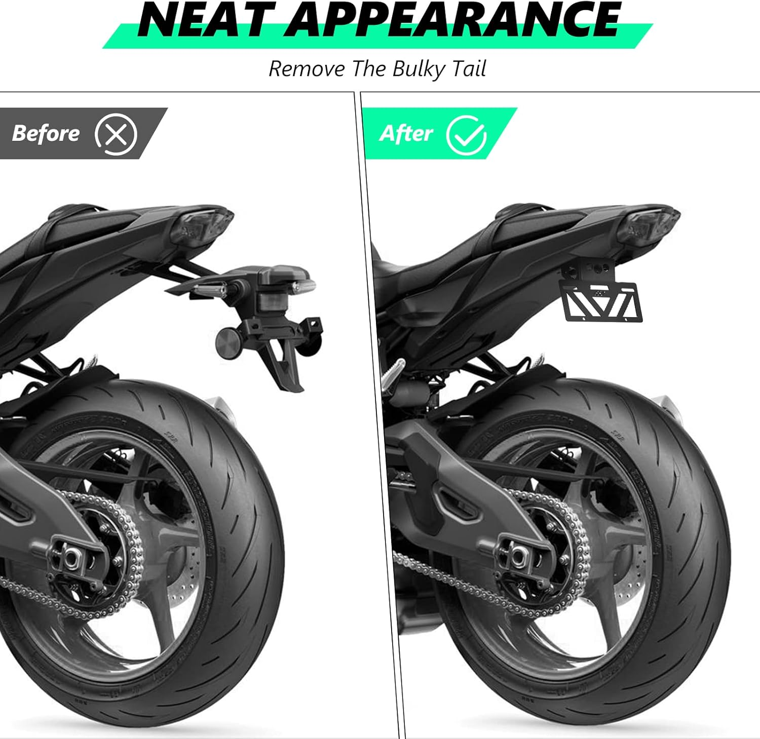 INKUDRI 2025 Ninja 650 Fender Eliminator Z650 Fender Eliminator 2024 Ninja 650 Tail Tidy Ninja 650 License Plate Bracket Holder Z650 EX650 ABS 2017 2018 2019 2020 2021 2022 2023 2024 2025 image number 3