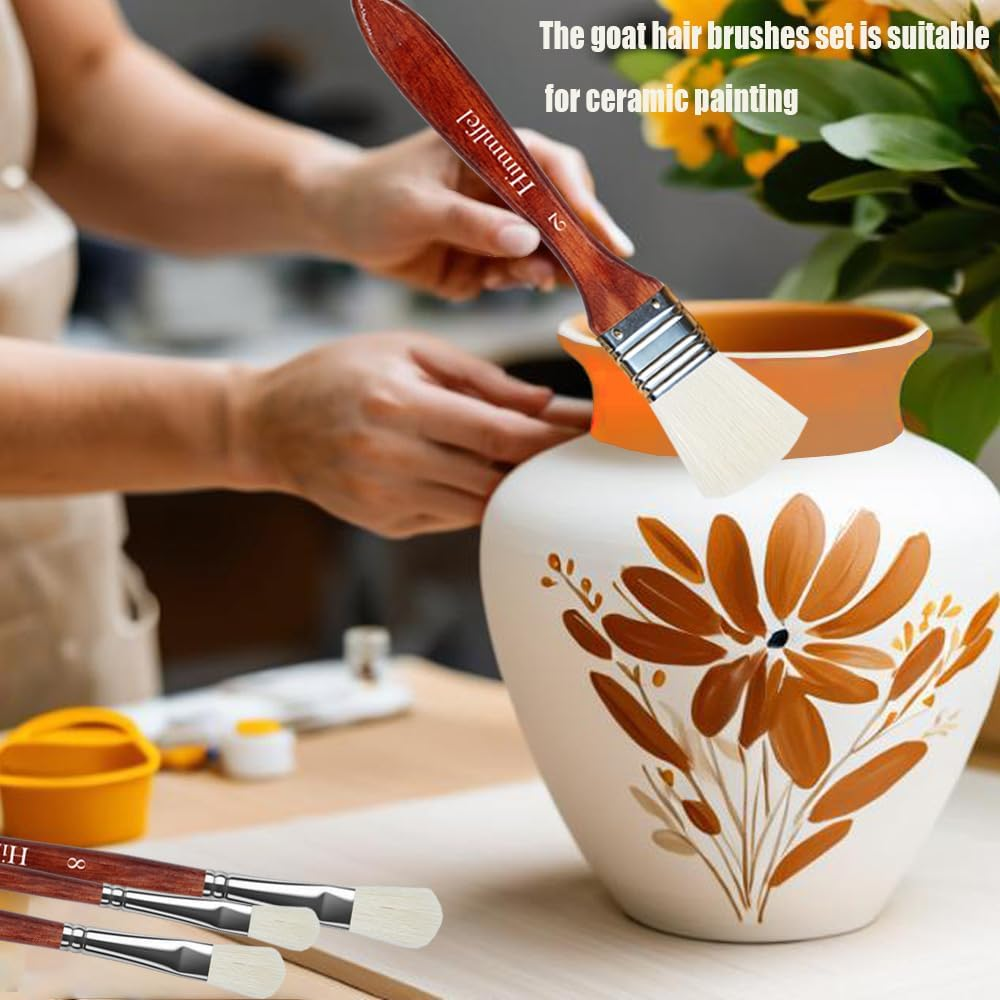 Himmlfel Blending Painting Brushes,7Pcs Premium Goat Hair Brush Set for Acrylic, Watercolor, Gouache,Oil Painting,Versatile Gilding Brush Set for Crafts,Ceramic,Pottery Paint,Gold Leaf image number 5