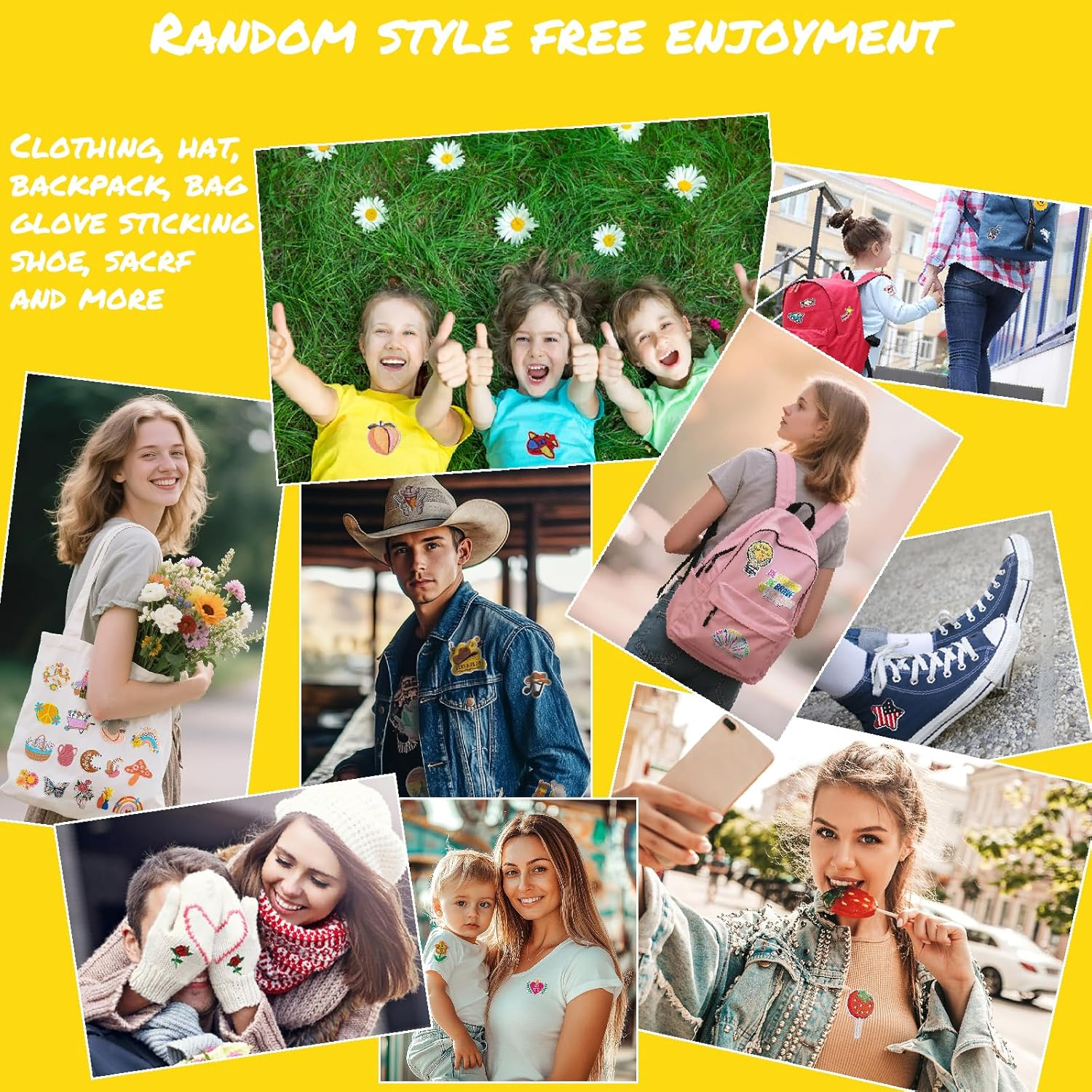 60Pcs Random Assorted Styles Embroidered Patches, Bright Vivid Colors, Sew On/Iron on Patch Applique for Clothes, Dress, Hat, Jeans, DIY Accessories image number 4