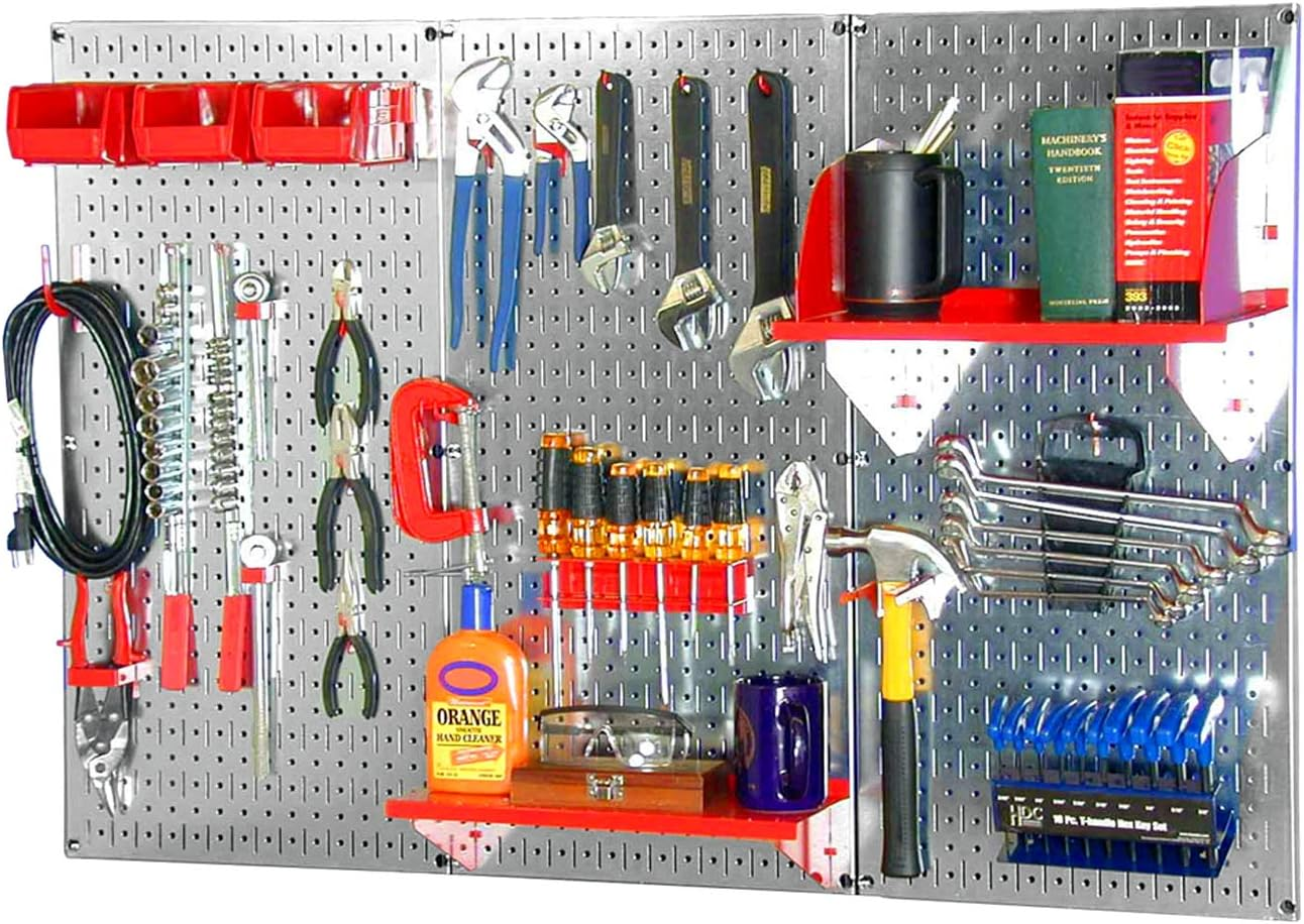 Wall Control 30-WRK-400 YB Pegboard Organizer 4' Metal Standard Tool Storage Kit with Yellow Tool Board and Black Accessories image number 2