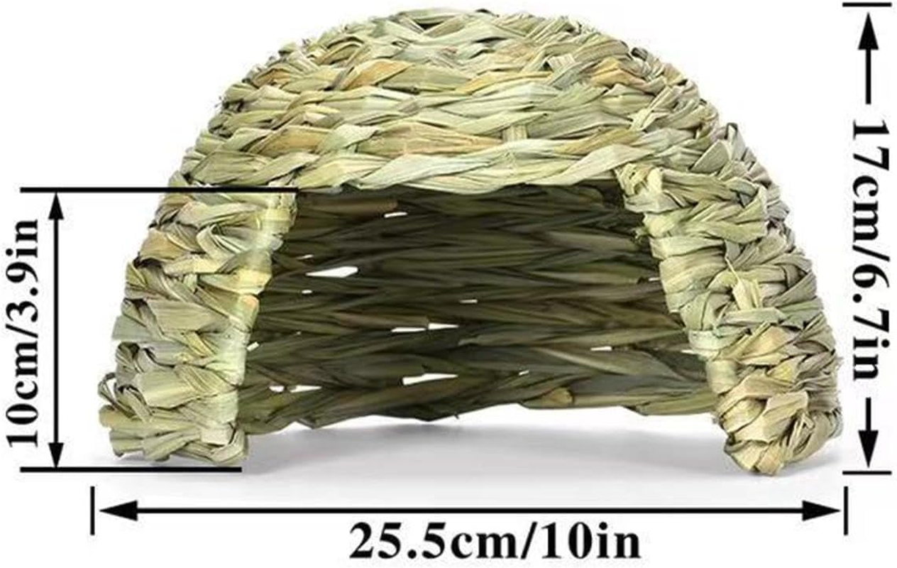 Grass House - Folding Bed Guinea Pig Hideaway, Sleeping Grass Nest Hideaway, Pet Straw House, Cozy Small Animal Hideaway, Portable Guinea Pig Shelter | Small Animal Play Hideaway, Hay Bed For
