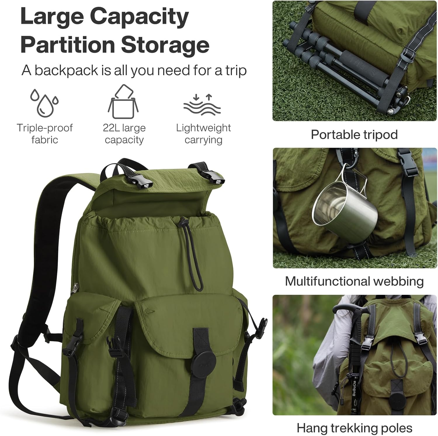 Mixi Travel Backpack 18" Carry-On for Men & Women&ndash;Flight Approved, Lightweight, Waterproof, Fits 16" Laptop, Perfect for Travel, Hiking, Business, Daily Use, Outdoor - Black image number 2