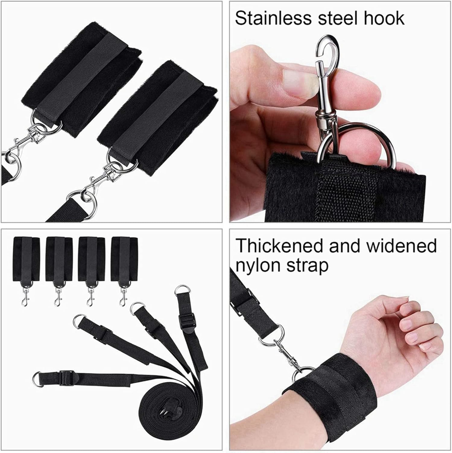 Bed Restraint Kit for Couple under King Bed Sex Tie Downs for Adults Couples Hand Leg Cuffs Ankle Wrist Restraints Sex Bondaged Bed Frame Straps Sexy Accessories for Bedroom Toys Women'S Hoodies image number 1