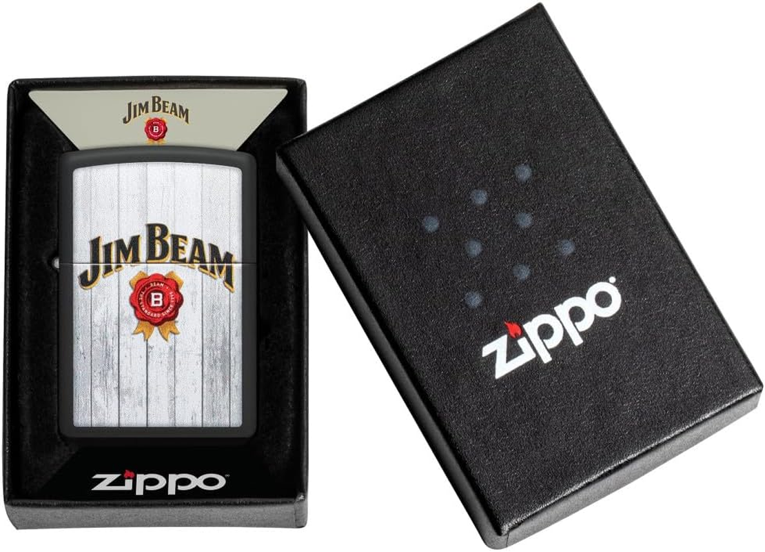 Zippo Jim Beam Classic Logo Windproof Lighter, Black Matte image number 2