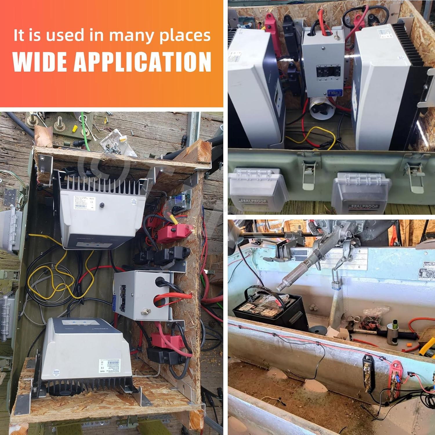 Tanstic 12 Terminal Power Distribution Block with Ring Terminals, 12 Terminals Bus Bar-1/4 Stud, 12 X M4 (#8) Terminal Screws, Black image number 3