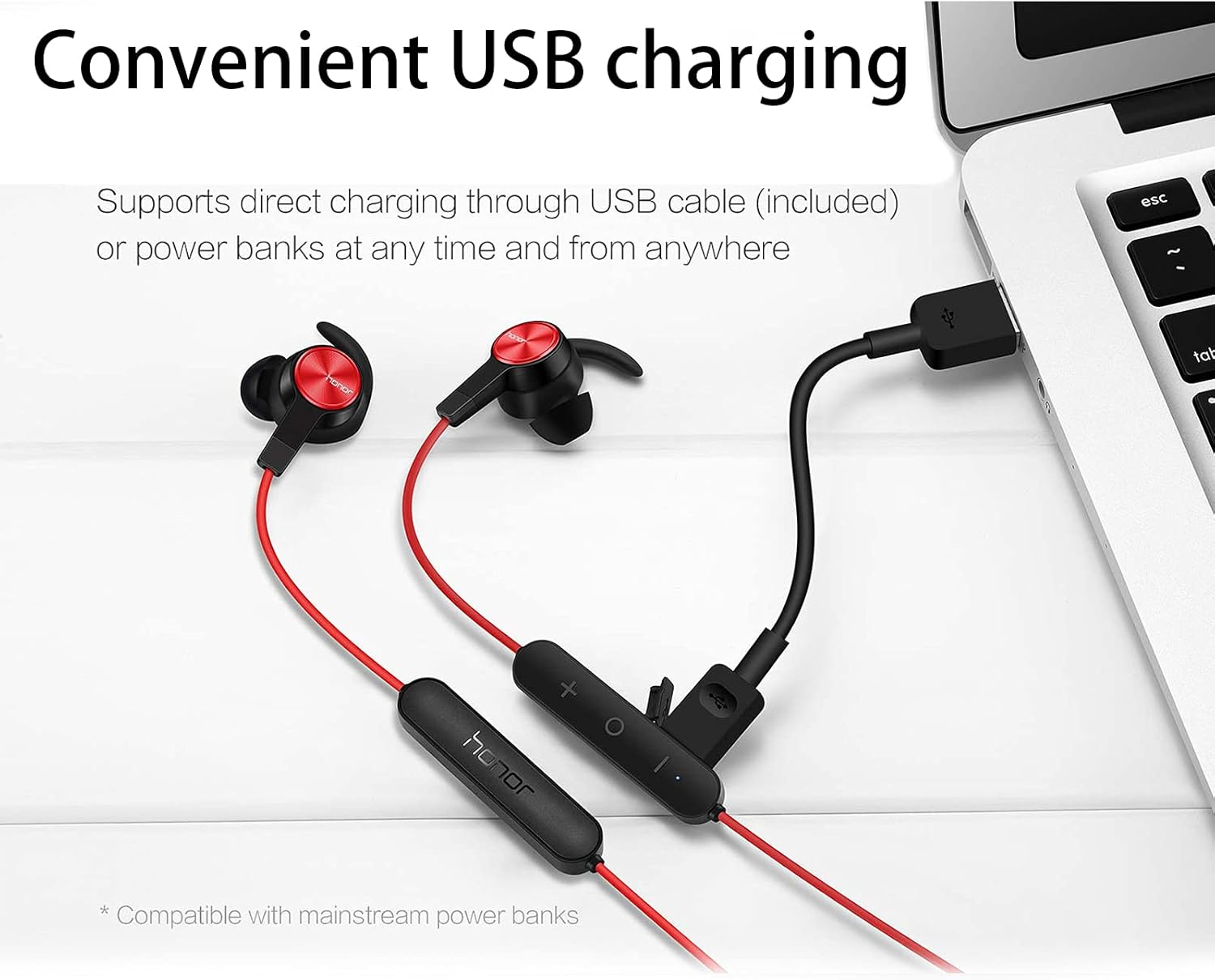 Honor Bluetooth Headphones, Wireless Sports Headphones with 11 Hours Playback Time and IP52 Water Protection Class, Magnetic In-Ear Headphones for Ios Android, Blue image number 2