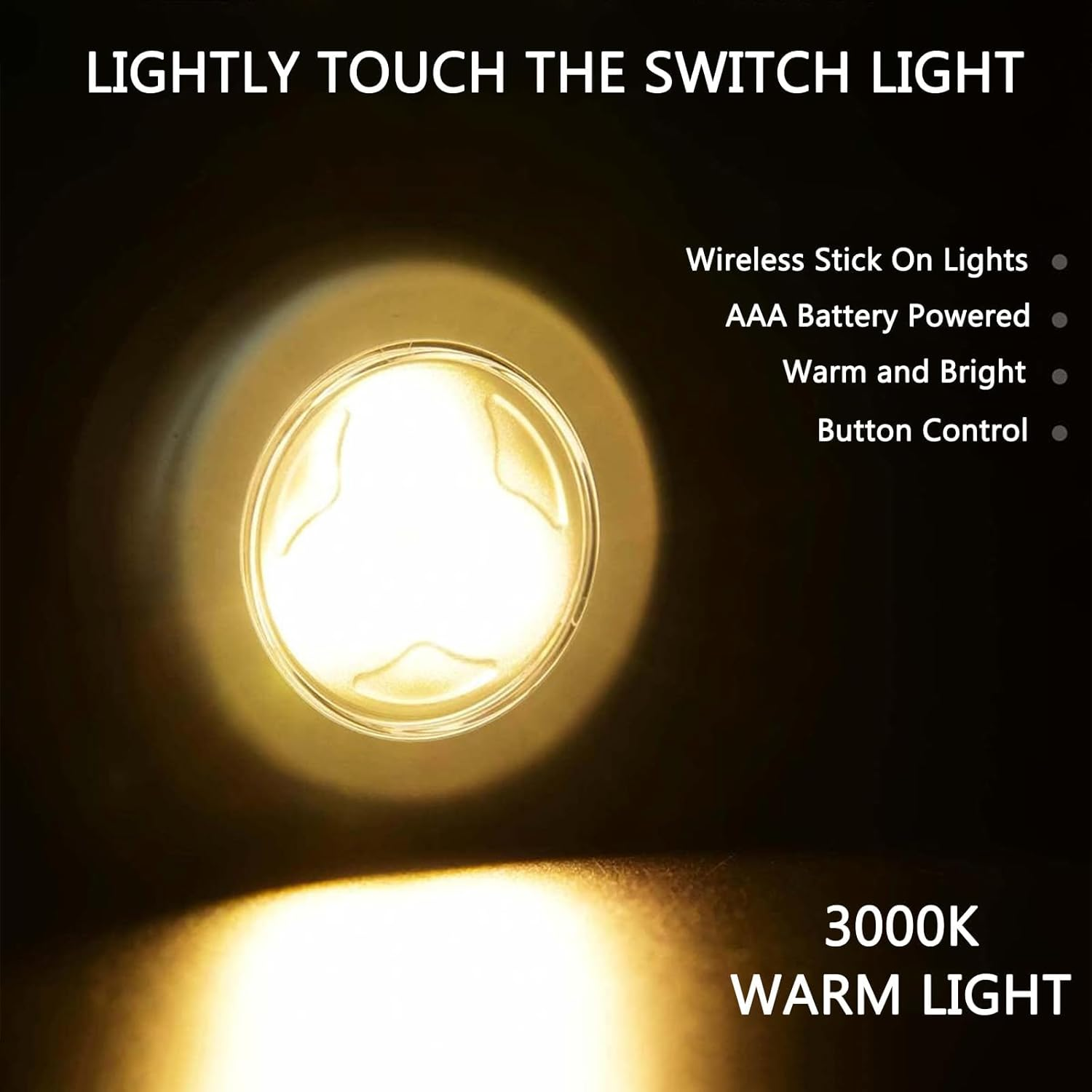 Komiyaa 6Pcs Mini Puck Lights, Portable under Cabinet Lighting, AAA Battery Operated LED Lights, Warm Lightings Touch Light Stick on Night Light, for Closet Counter Kitchen Cabinet RV Indoor Outdoor image number 5