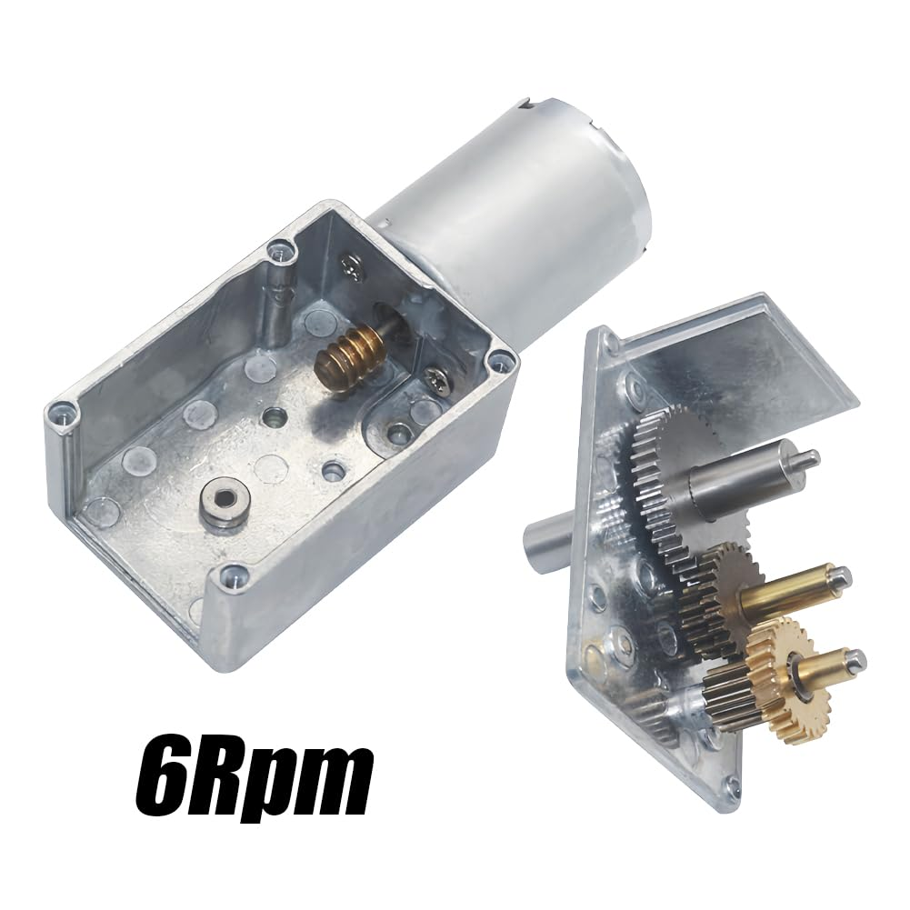 Joyzan Worm Geared Motor, Dc 12V Gear Box Motor Reversible High Torque Electric Motor Electric Drive Reduction Motor for Windows Door Opener and Miniature Winch (6RPM) image number 1