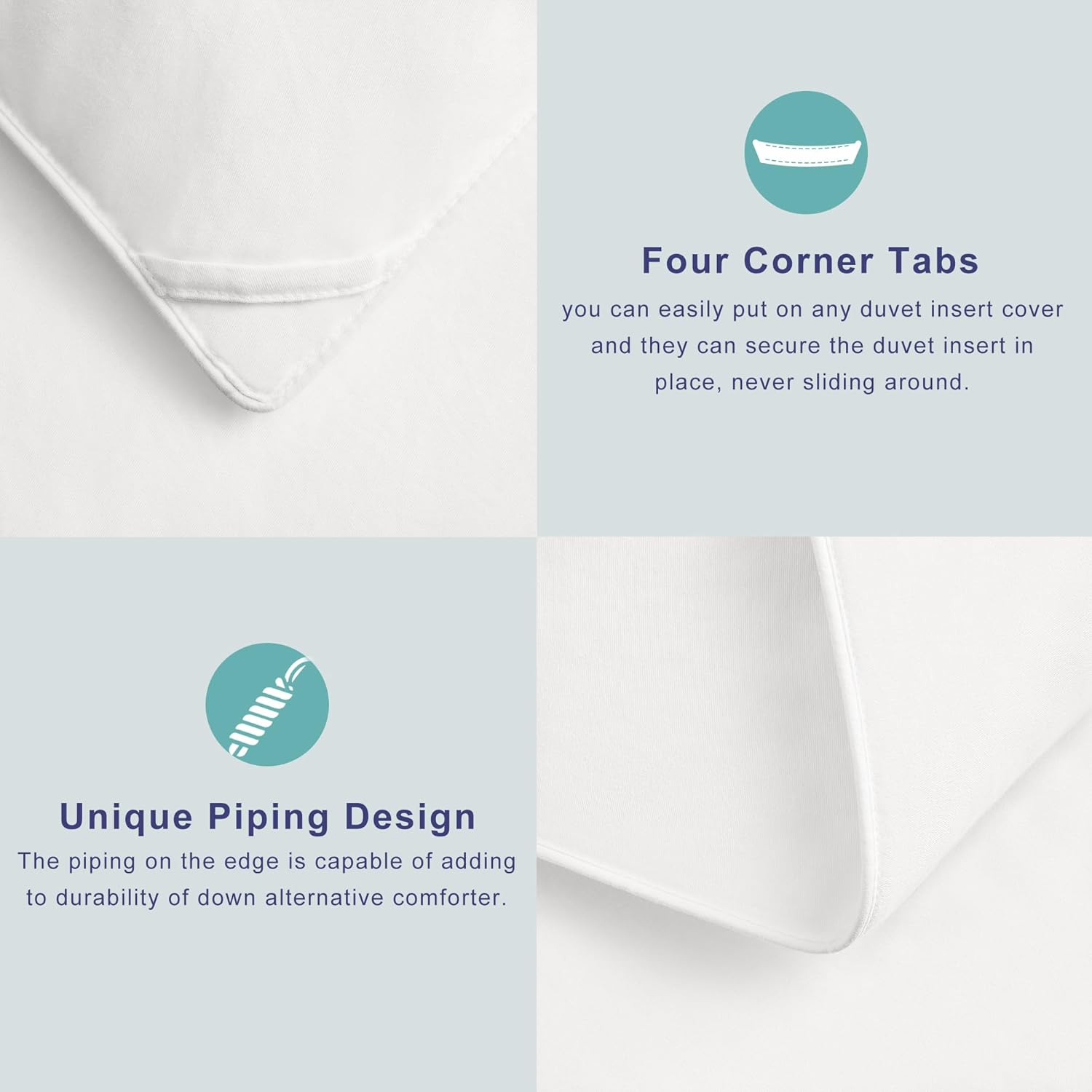 ACCURATEX 100% Cotton Quilt/Comforter/Doona Queen Size,400Gsm Filling Thick Fluffy down Alternative Duvet,White Hotel Bedding Duvet Insert with Corner Tabs,Breathable&Soft (210X210) image number 2