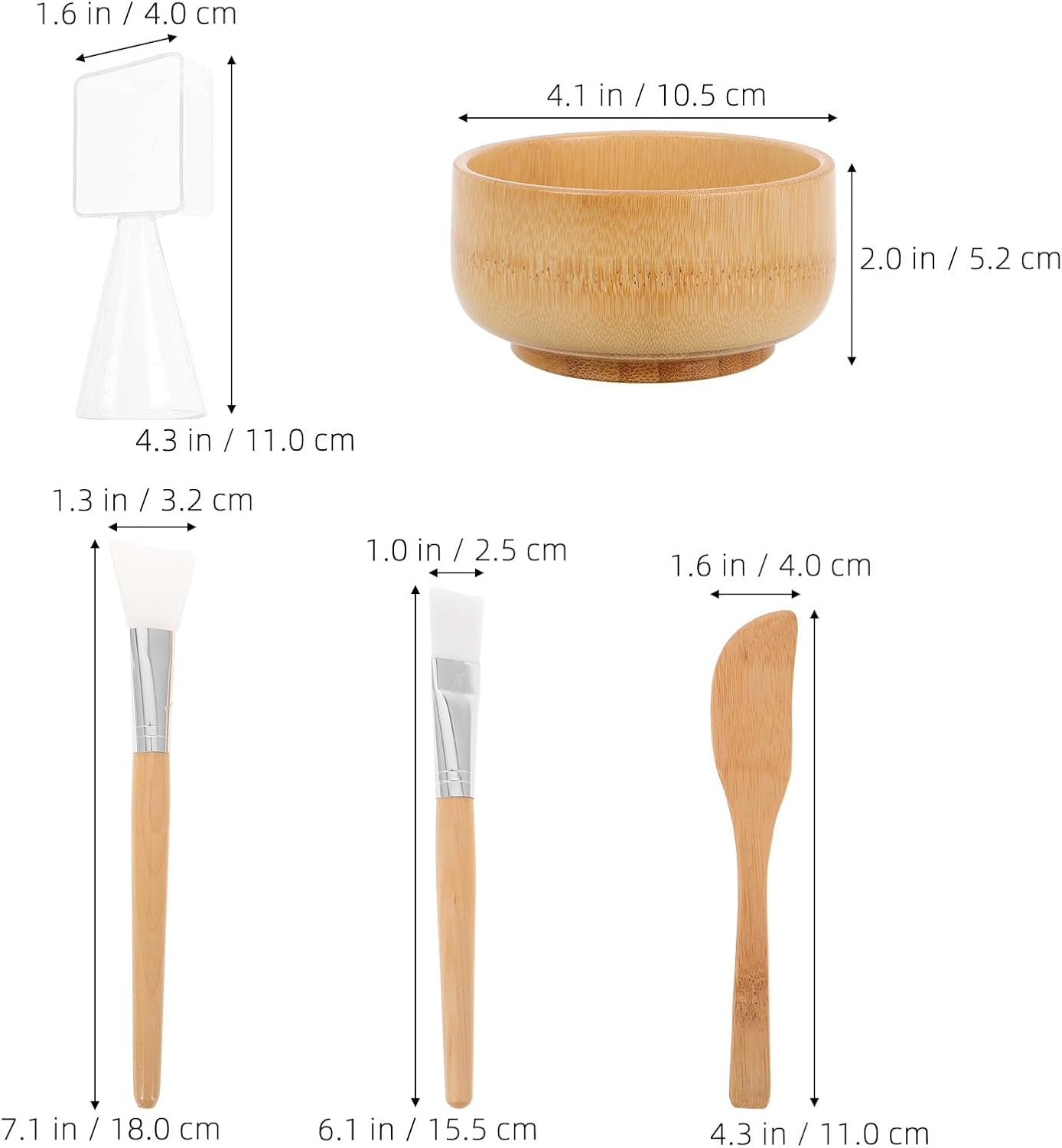 AUTSUPPL 5Pcs Facial Mask Mixing Bowl Set with Small Face Bowl, Spatula, and Brush for Home Spa Beauty Treatment and Clay Peel-Off Masks image number 4