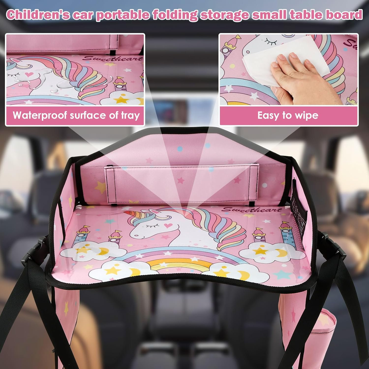 Enduring Car Seat Tray Portable Kid Travel Table Multifunctional Car Seat Tray Table for Children Road Trip Activity Kids Travel(Style2) image number 3