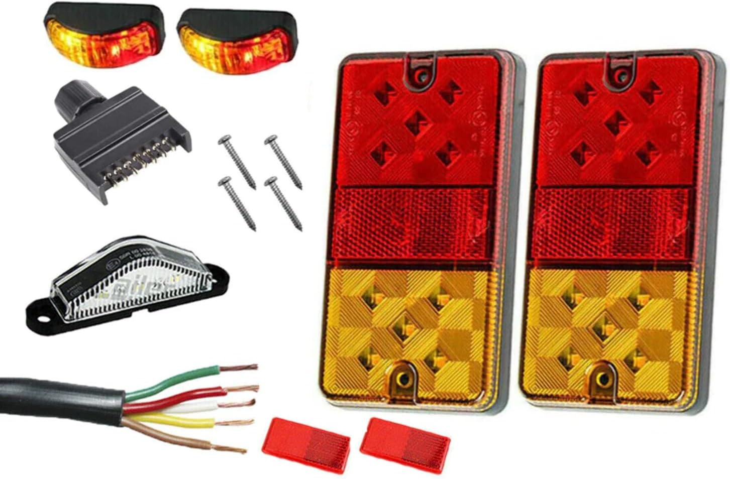 2 X 10 Led Trailer Lights Kit, Trailer Plug, Cable, Side Marker, No. Plate Light image number 3