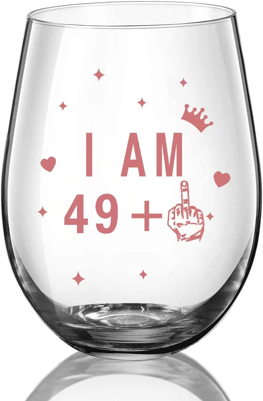JUWNMANT Stemless Wine Glass 50Th Birthday Wine Glass Gift Anniversary Glass Men and Women 50Th Birthday Party Wedding Anniversary Decoration, 17Oz(I AM 49+1) image number 5