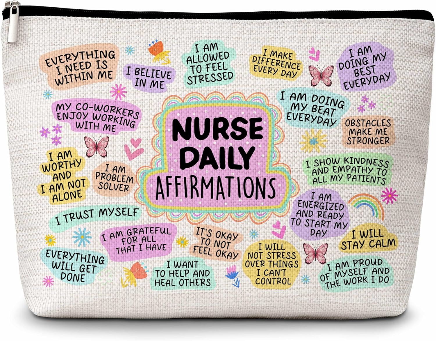 Nurse Gifts Makeup Bag, Nurse Daily Affirmations Cosmetic Bags, Nursing Makeup Zipper Pouch Bag, Nurse Practitioner Gifts for Women, Graduation Birthday Thank You Retirement Gifts for Nurses, 51, image number 3