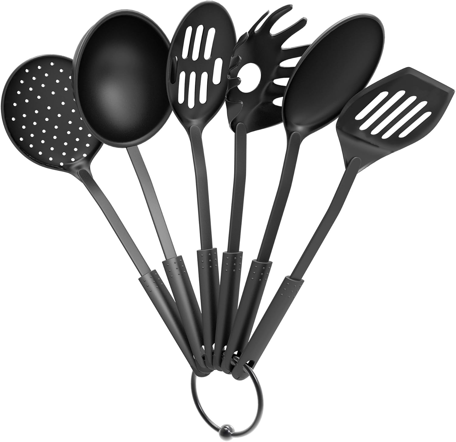 Chef Buddy Kitchen Utensil and Gadget Set- Includes Plastic Spatula and Spoons by - Cookware Set on a Ring (Six Piece Set)- Kitchen Essentials image number 5