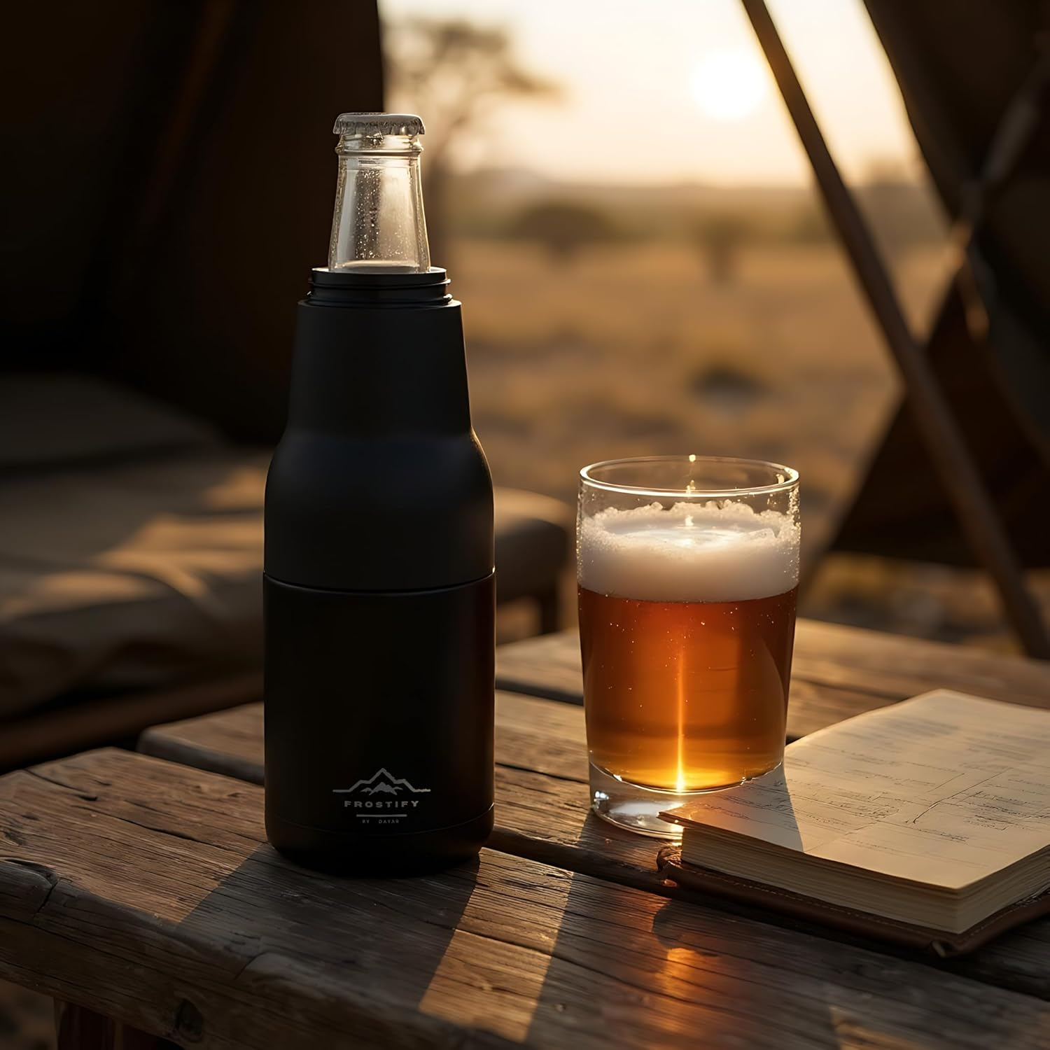 FROSTIFY Stubby Holder | 3 in 1 Alloy Steel Wine Chiller - Premium Insulated Beer Bottle Holder and Can Cooler with Beer Opener for Beer Lovers | Keep Your Beer Colder (Black) image number 3