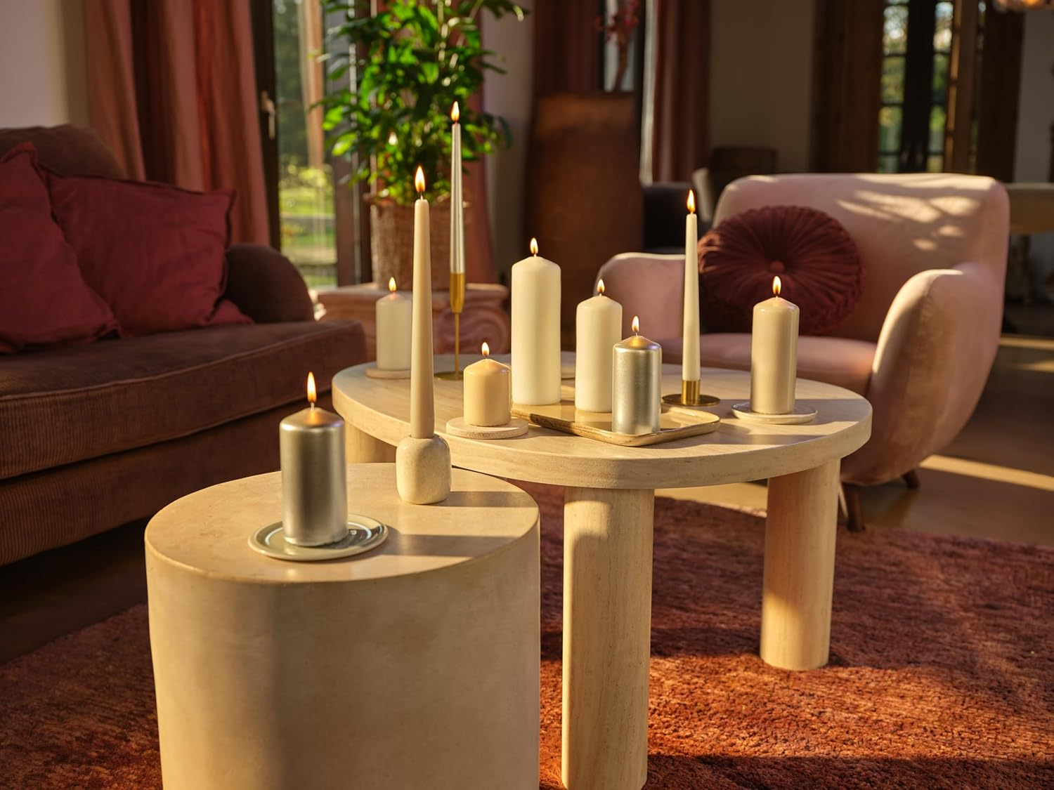 Bolsius Smooth Pillar Candles - Set of 4 - Red - 60X40 Mm - Decorative Candles - Long Burning Time - Unscented - with Natural Plant Wax - without Palm Oil