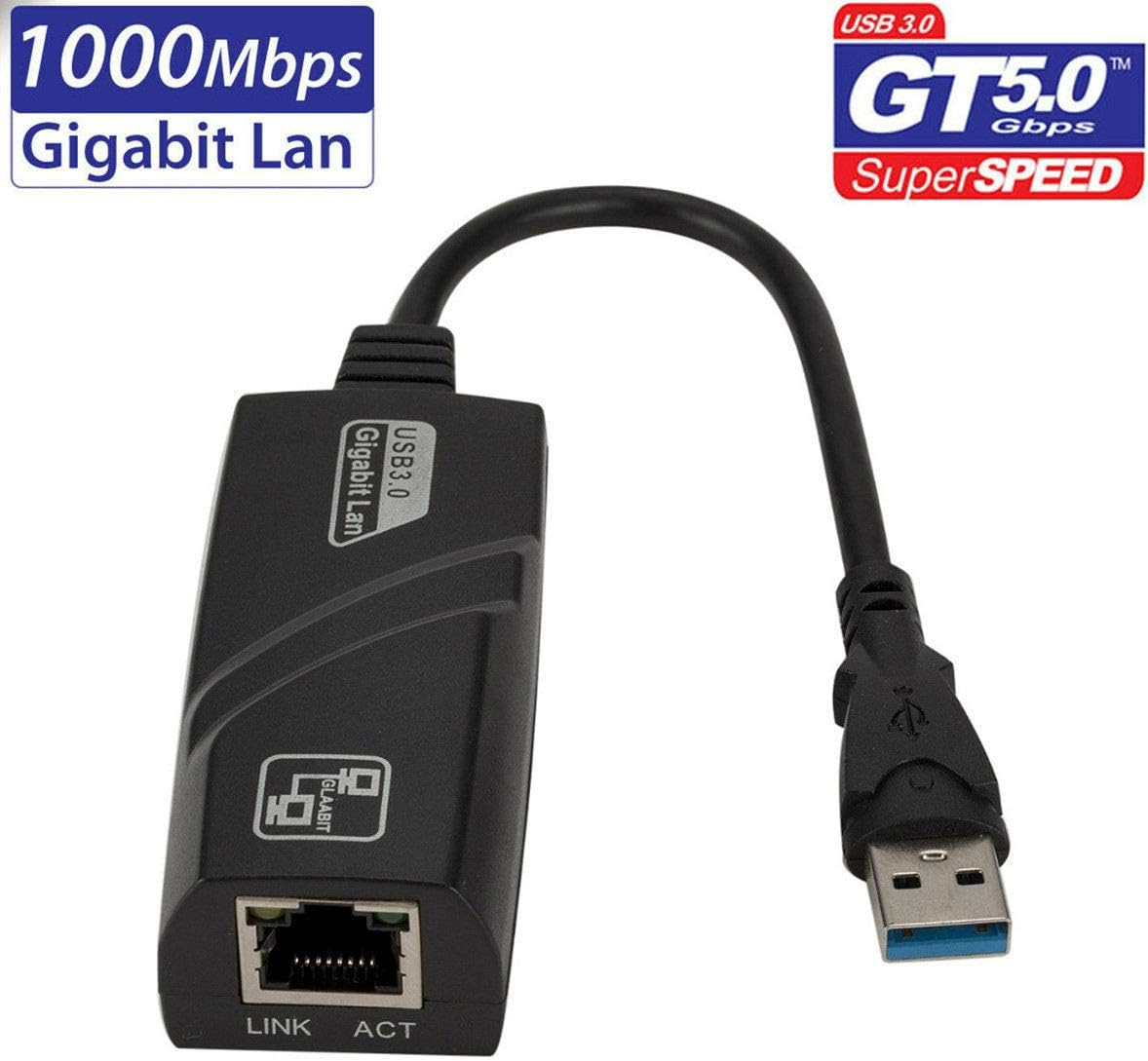 USB 3.0 to Gigabit RJ45 Ethernet LAN Adapter 1000Mbps for PC Laptop Mac image number 1